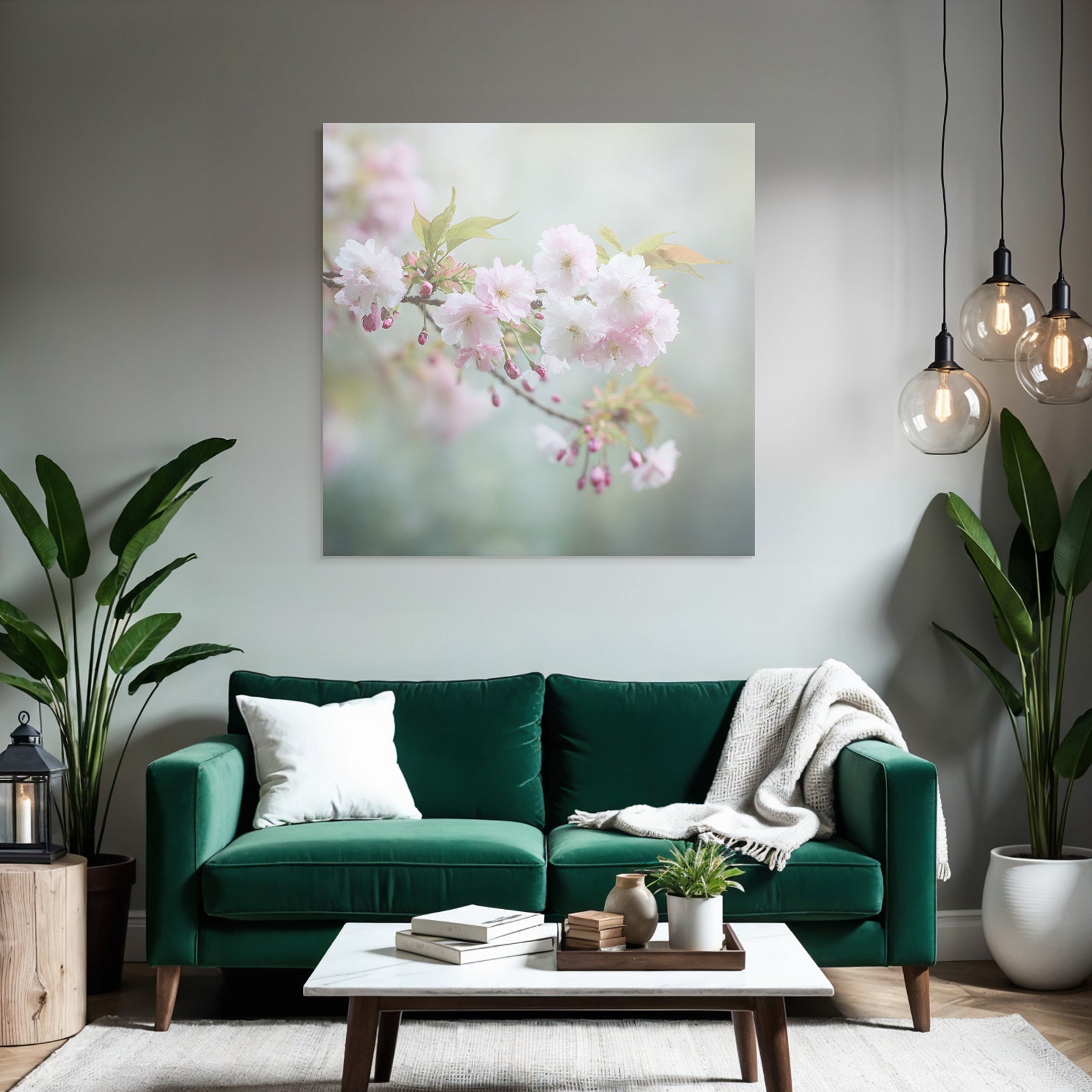 Kirschblütenzweig Mit Zarten Rosa Blüten Und Knospen