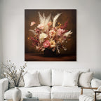 Trocken Retro Flowers Getrocknete In Vase Mit Pampasgras Und Rosen