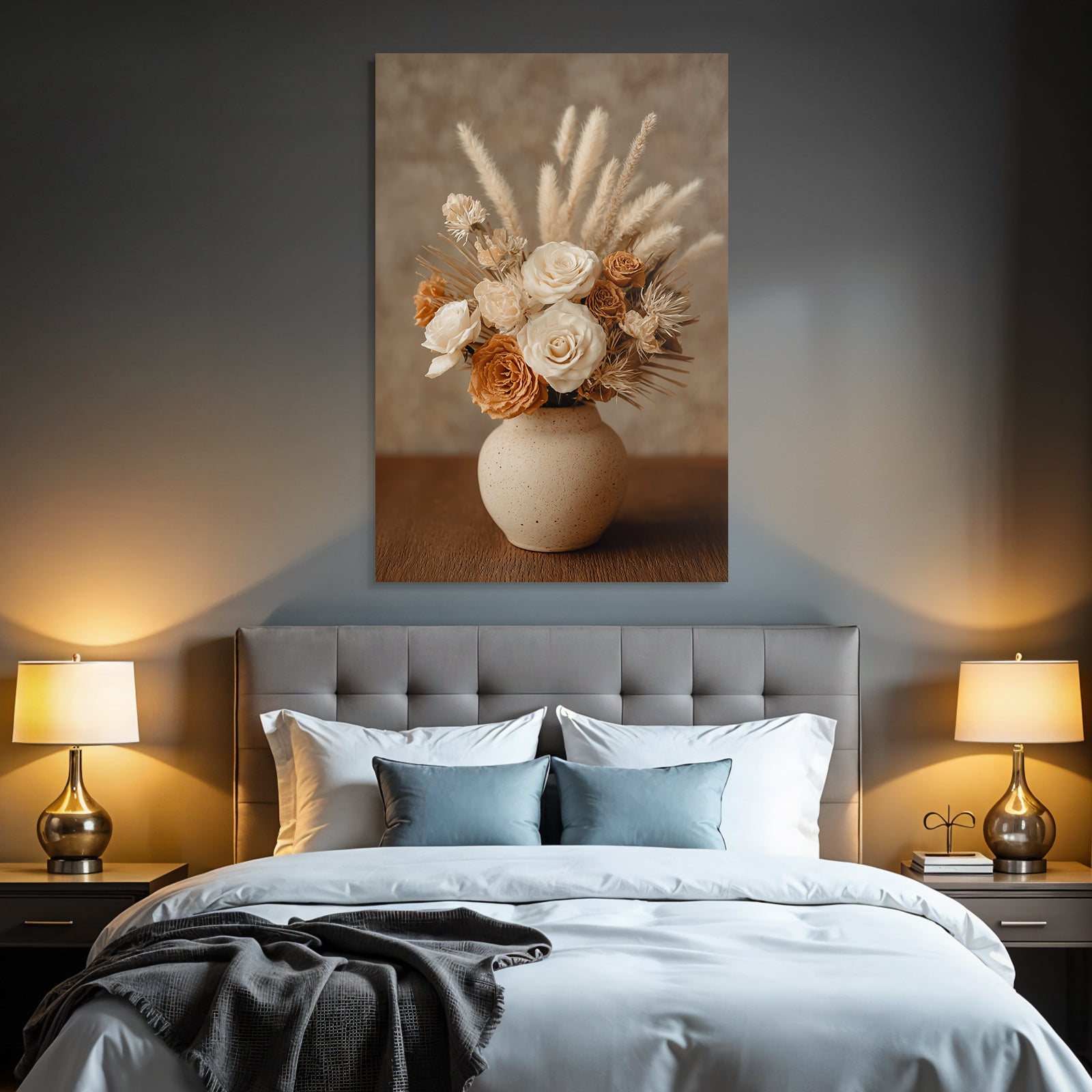 Trocken Retro Flowers Strauss In Vase Gedämpfte Tone Rembisheften Aus Der Erde