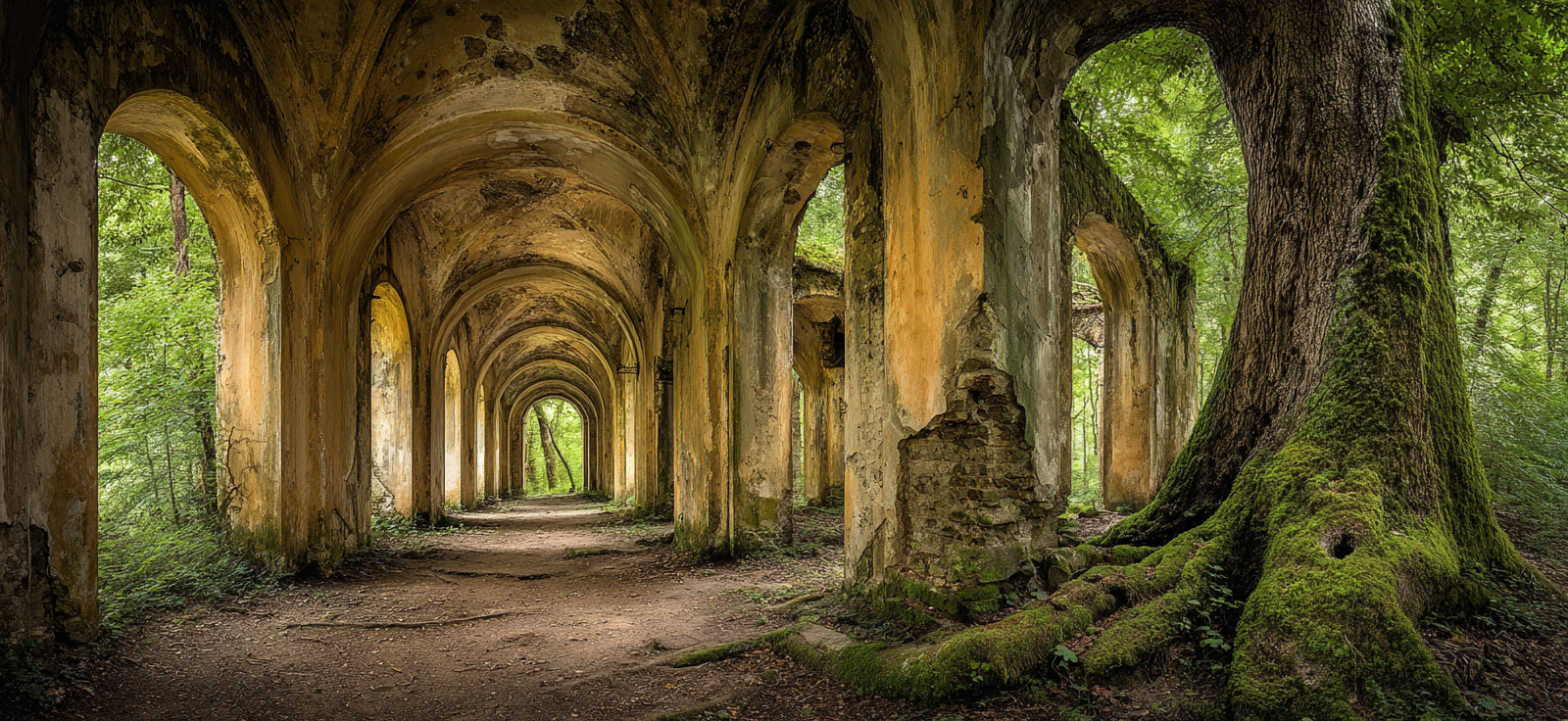 Ruinierte Bogens Structure In Natur Mit Grünem U Mgebung | Lost Places | Architektur