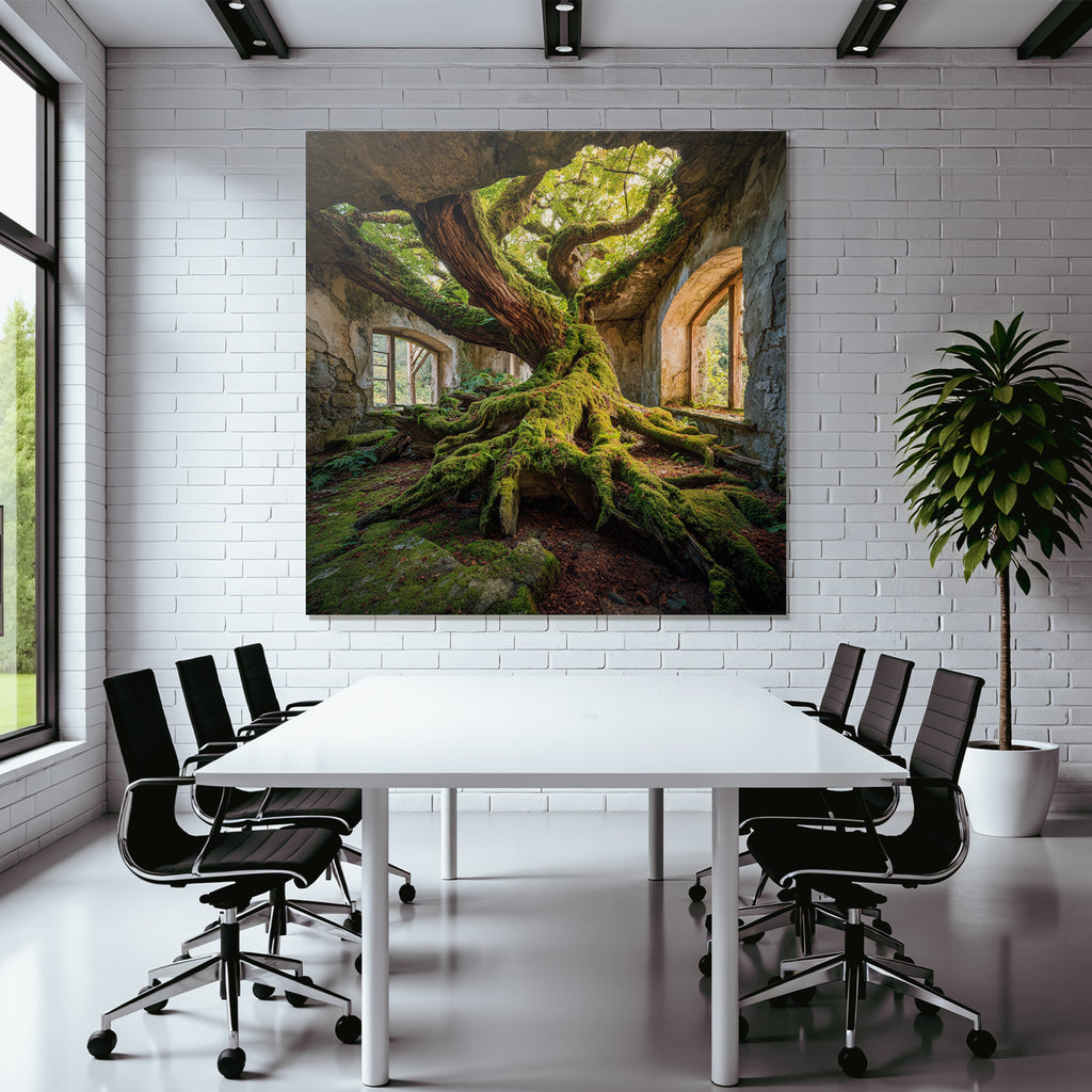 Baum Im Verlassenen Gebaeude Mit Moos Und Licht | Lost Places | Architektur
