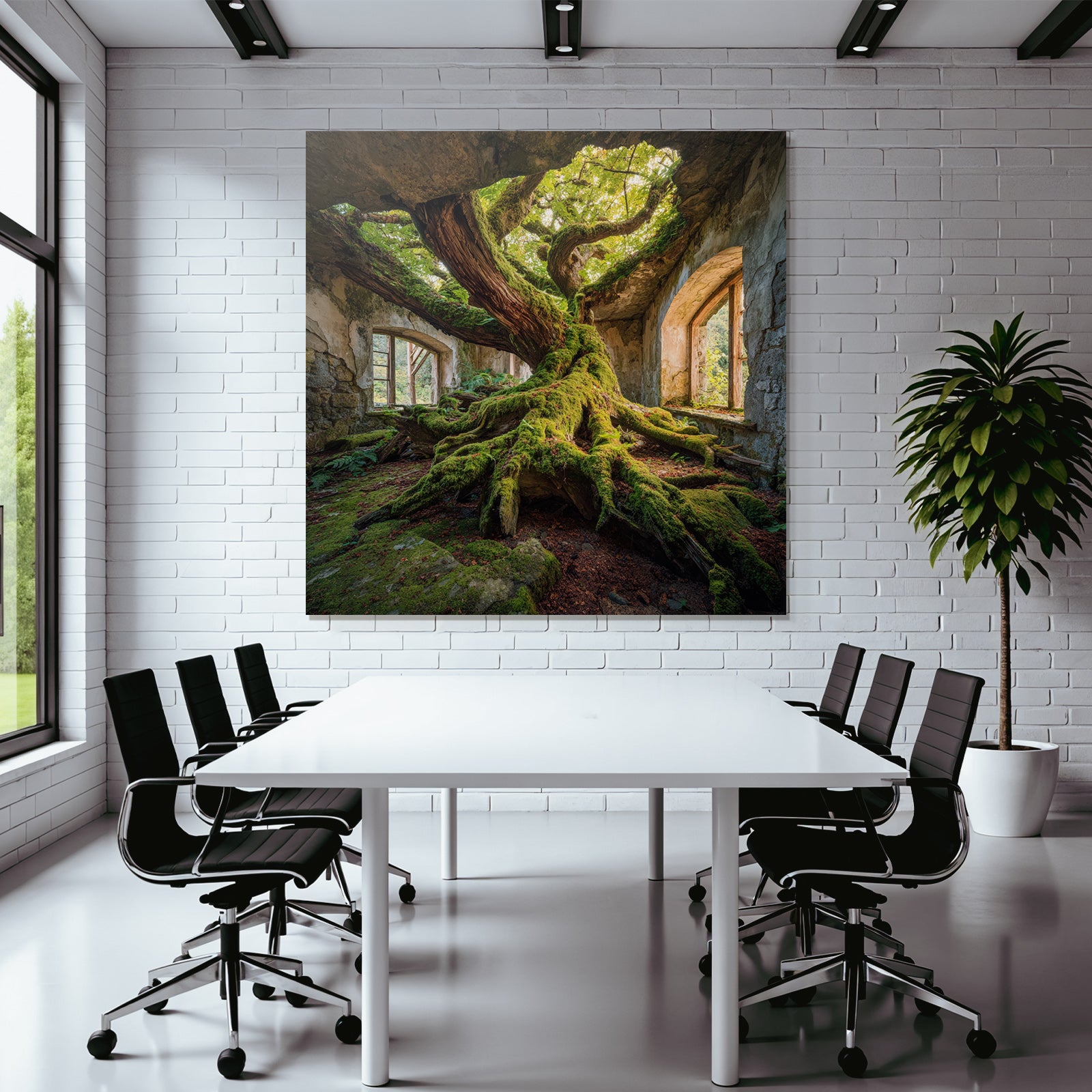 Baum Im Verlassenen Gebaeude Mit Moos Und Licht | Lost Places | Architektur
