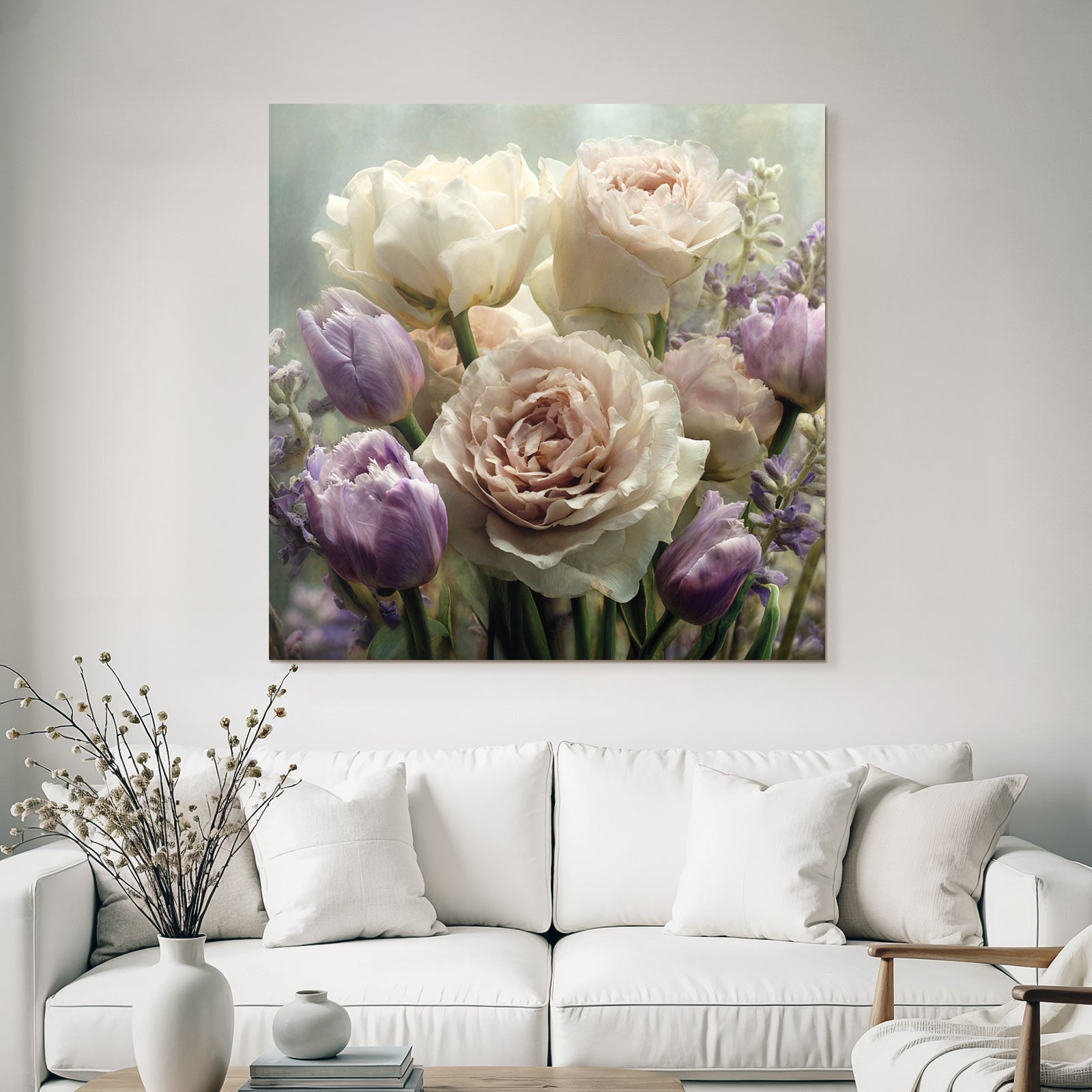 Zarte Rosen Und Tulpen Im Weichen Hintergrund