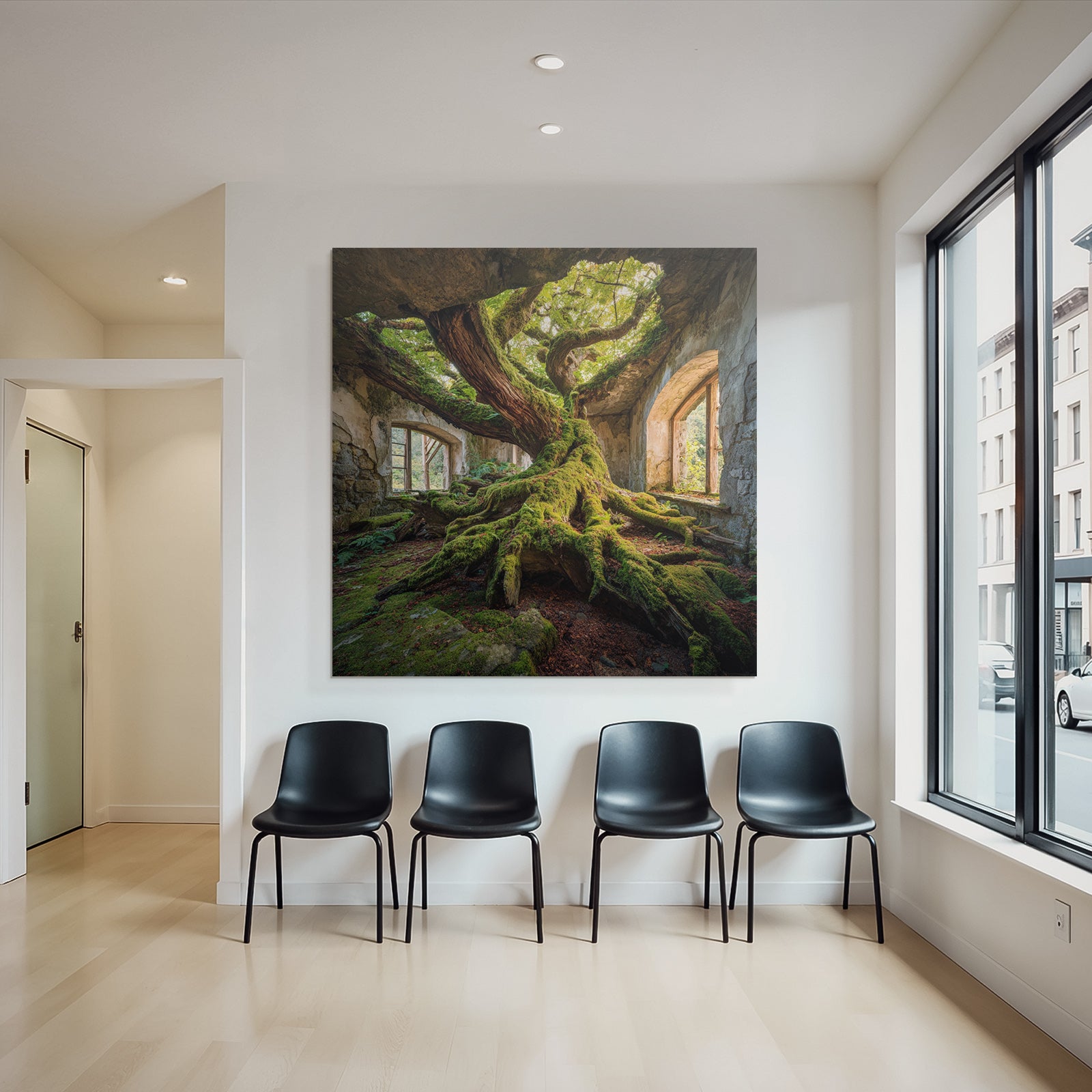 Baum Im Verlassenen Gebaeude Mit Moos Und Licht | Lost Places | Architektur