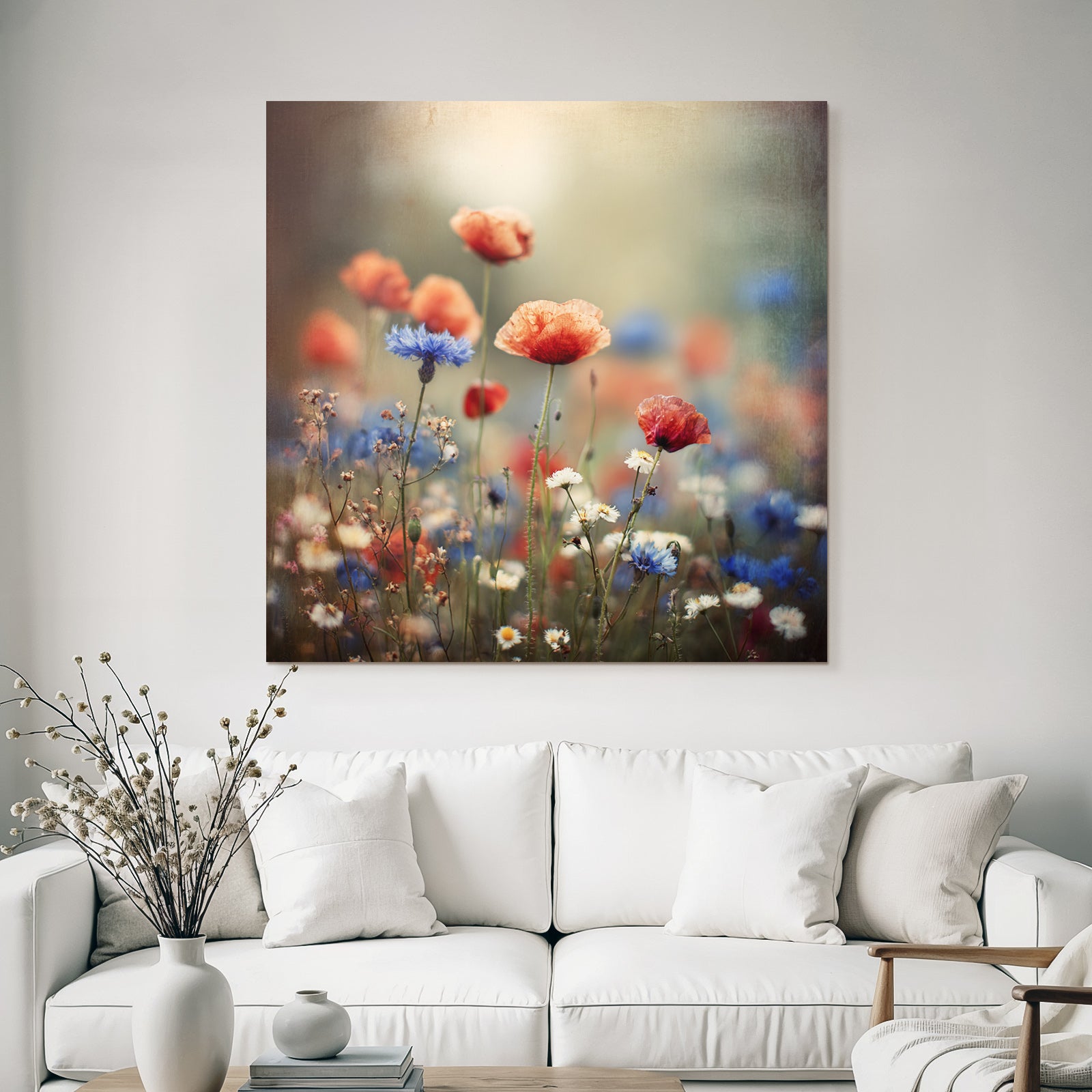 Traumhafte Wildwiese Mit Mohn Korn Und Gänseblümchen