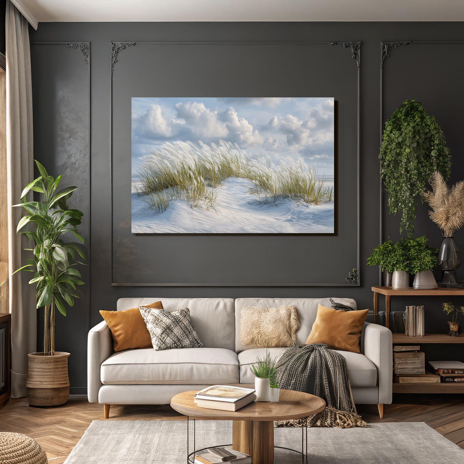 Sandstrand Mit Gras Und Wolken | Duenen und Heide | Landschaften