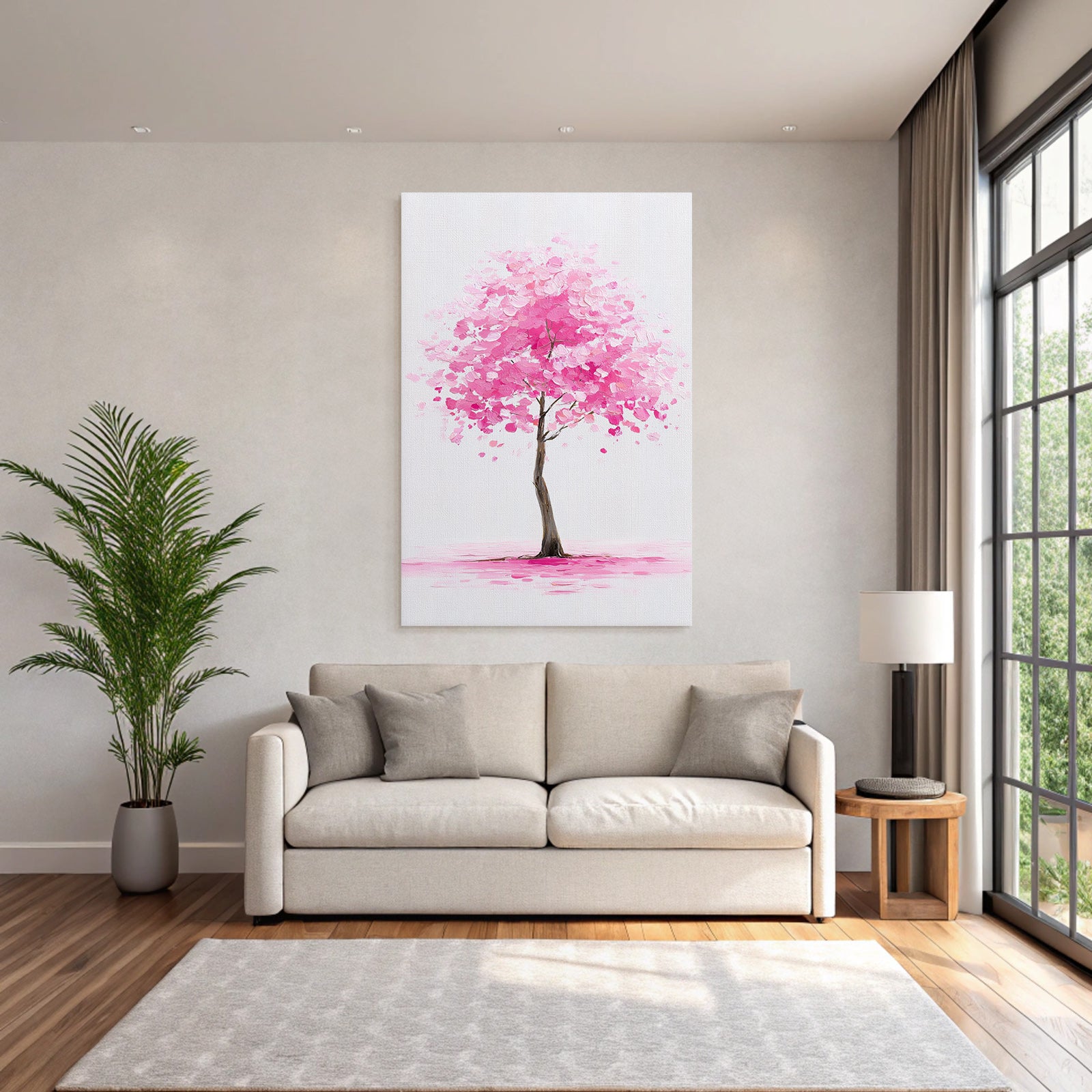 Zartrosa Baum Mit Minimalistischem Hintergrund