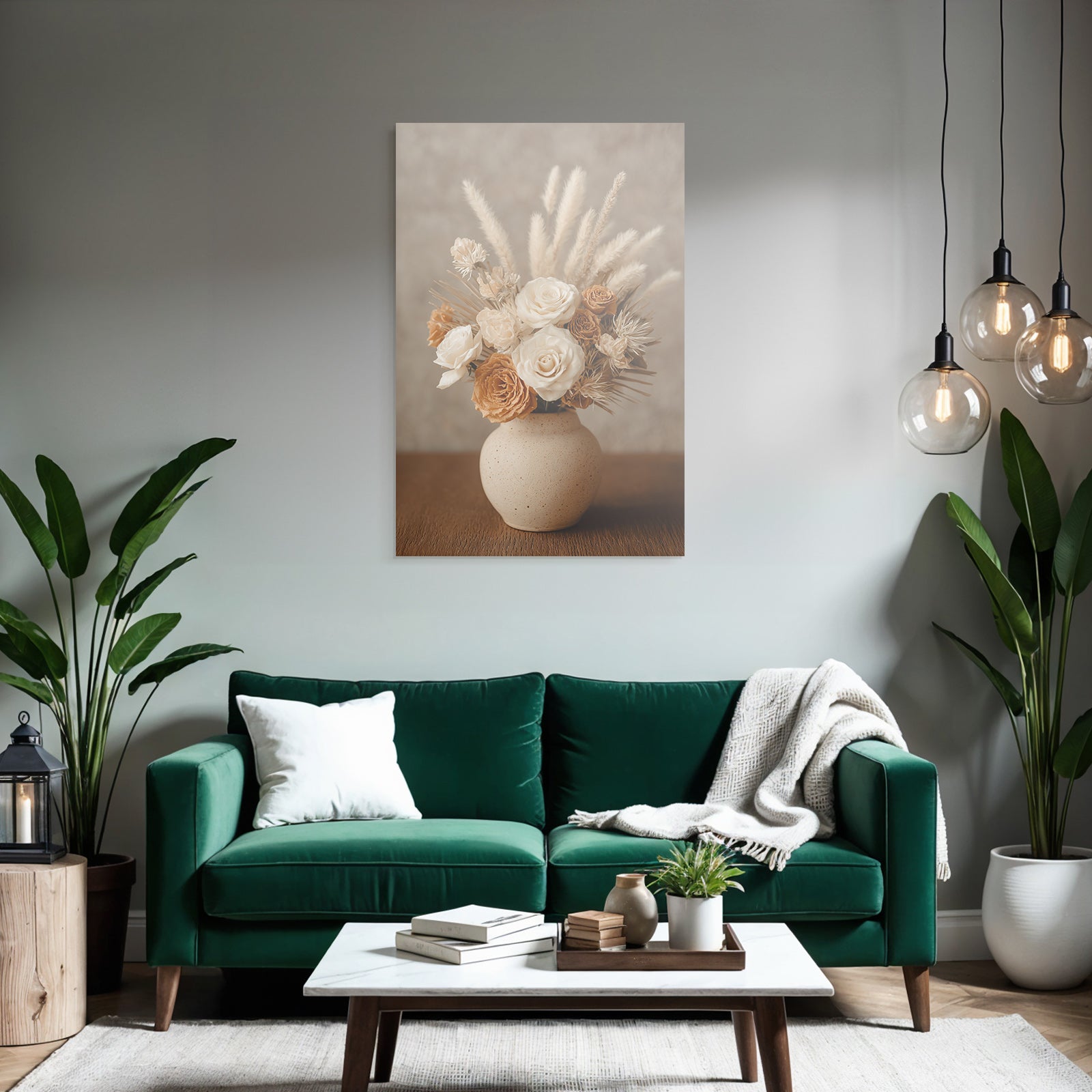 Trocken Retro Flowers Strauss In Vase Gedämpfte Tone Rembisheften Aus Der Erde