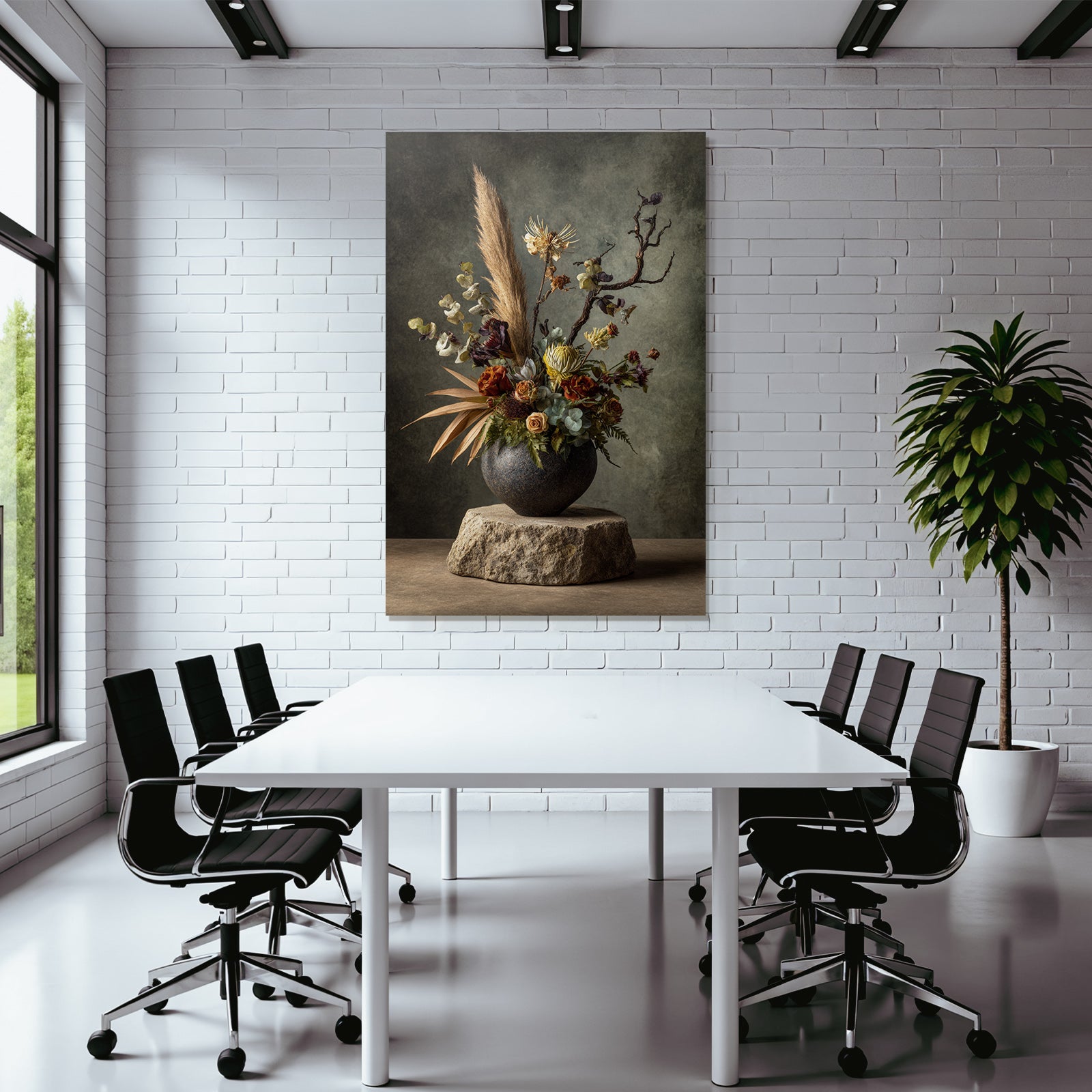 Trocken Retro Flowers Getrocknete Arrangement In Texturiertem Rundvase Dekoratives Design