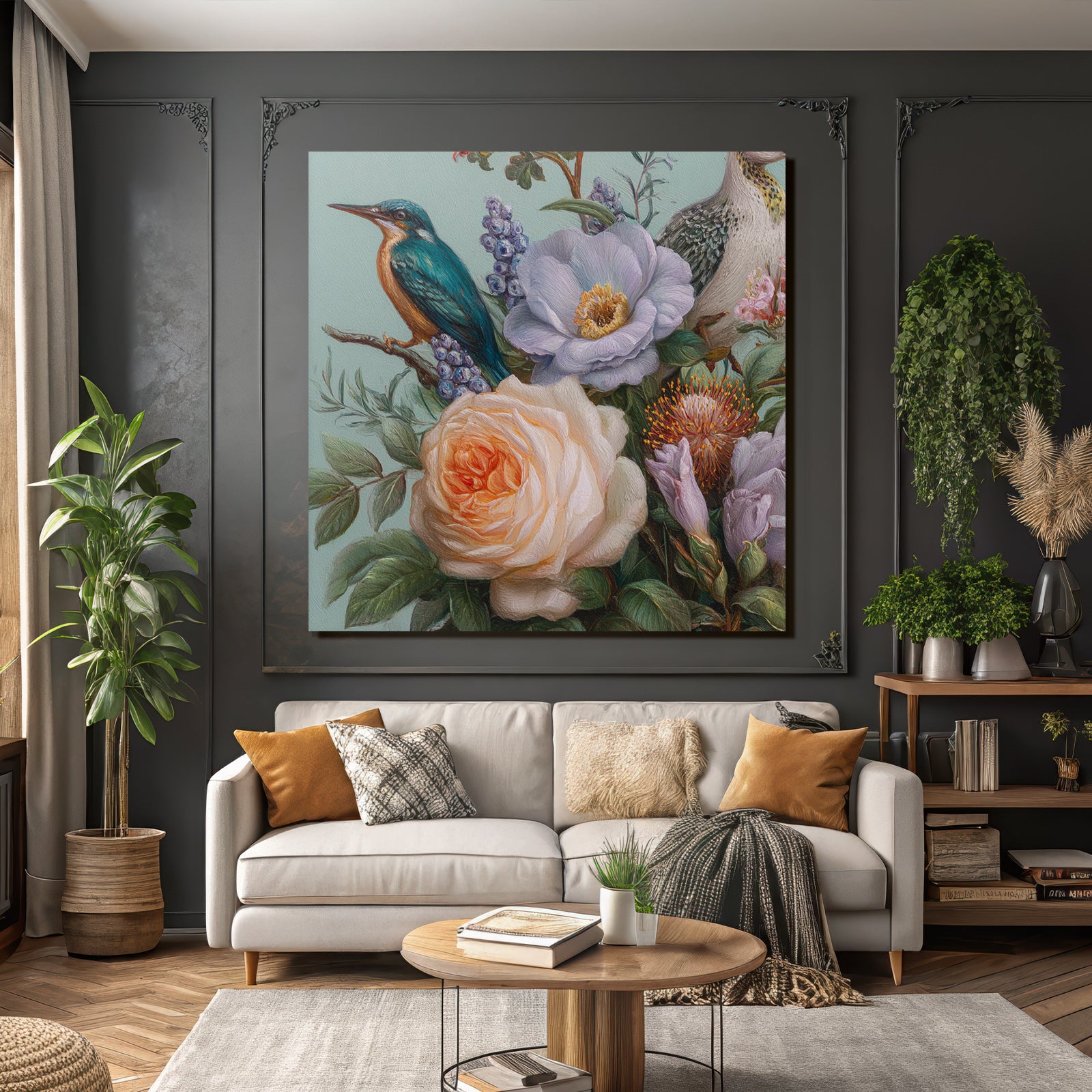 Lebendige Naturillustration Mit Eisvogel Und Pracht