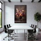 Trocken Retro Flowers Wunderschöne Gesteck Im Verzierten Vase Rosen Und Päonien Mit Trocken