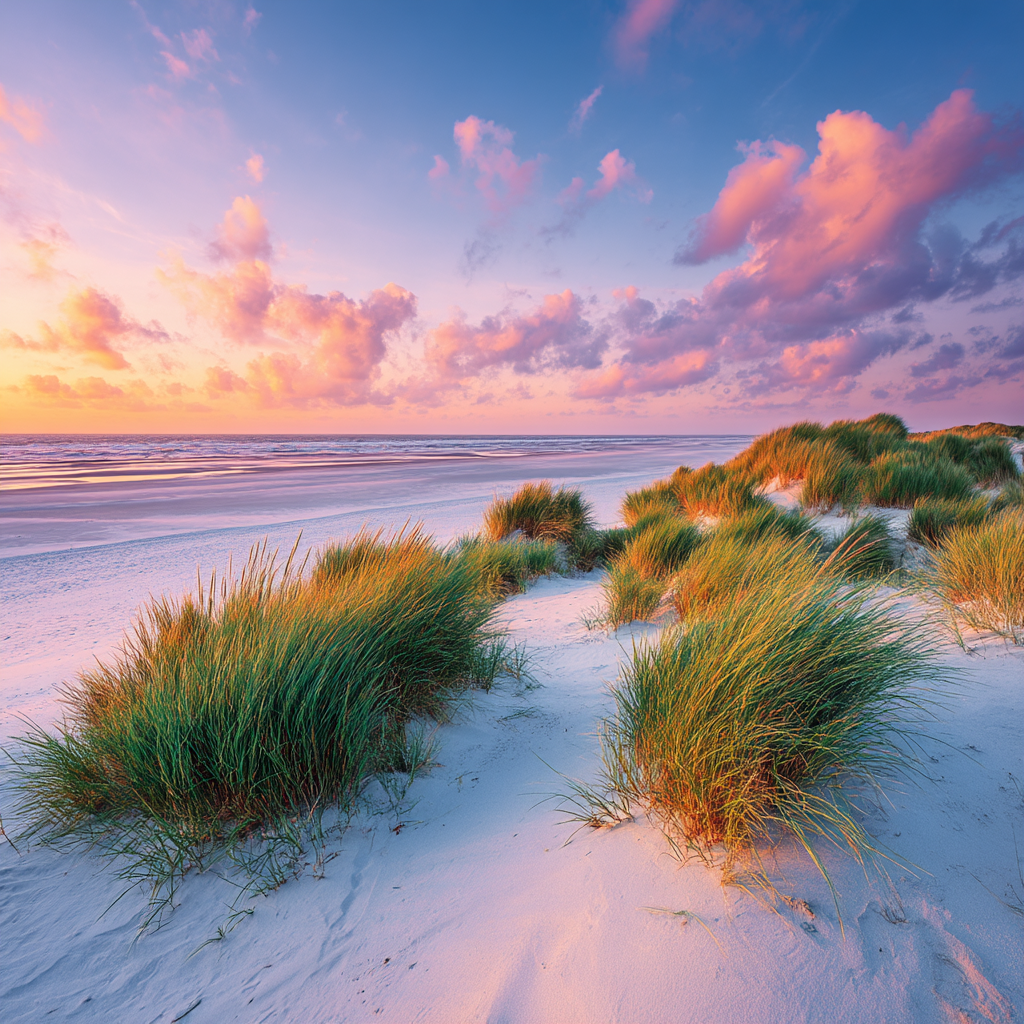 Ruhiger Strand Landschaft Bei Sonnenuntergang | Duenen und Heide | Landschaften