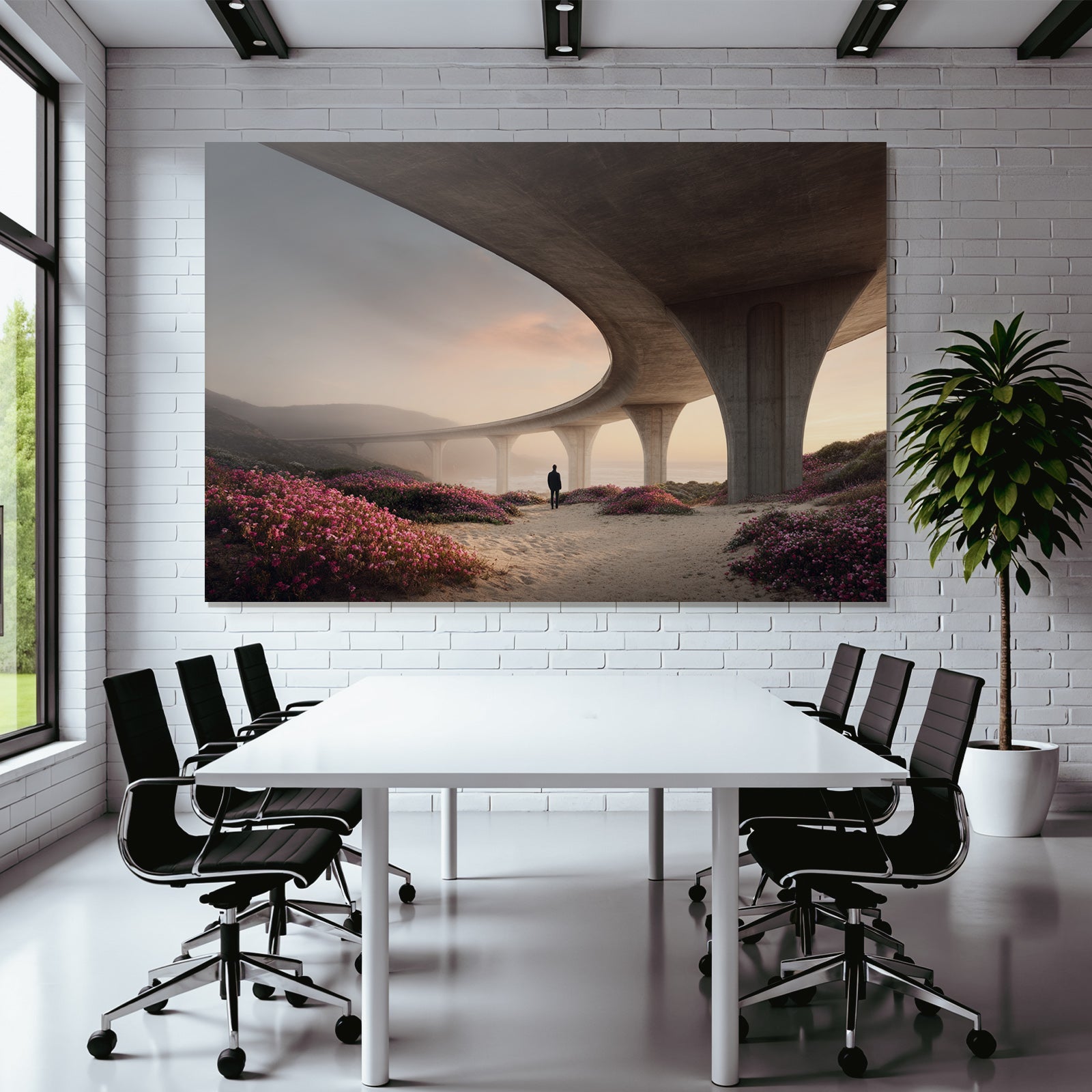 Ruhige Landschaft Brücke Blumen Himmel Dämmerung | Duenen und Heide | Landschaften