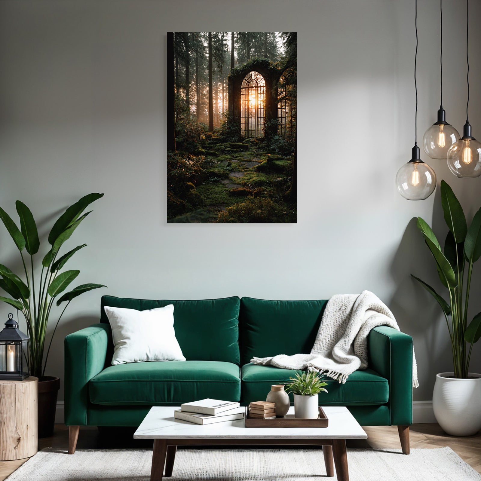 Verlassene Waldszene Mit Gebrochenem Fenster Und Moos Bewachsenen Steinen | Lost Places | Architektur