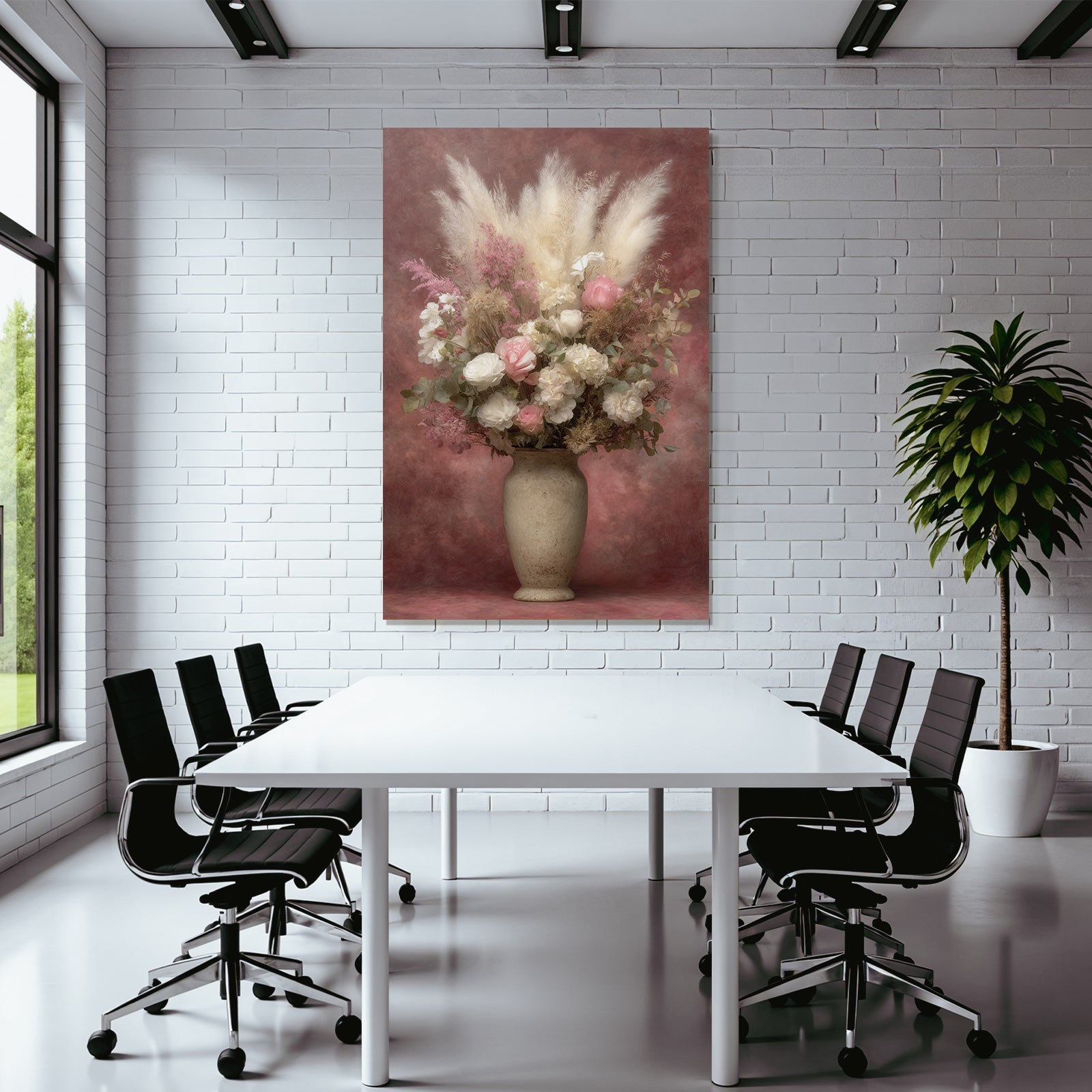 Trocken Retro Flowers Arrangement In Dekorativem Vase Mit Rosen Und Getrockneten Blüten