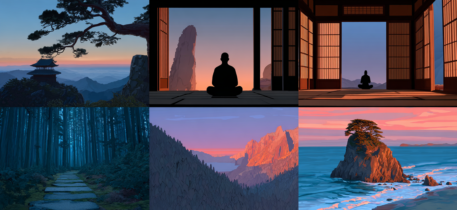 Yoga Meditation Ruhige Landschaften Natur Und Meditation Collage | Yoga und Meditation | Themen und Hobbys