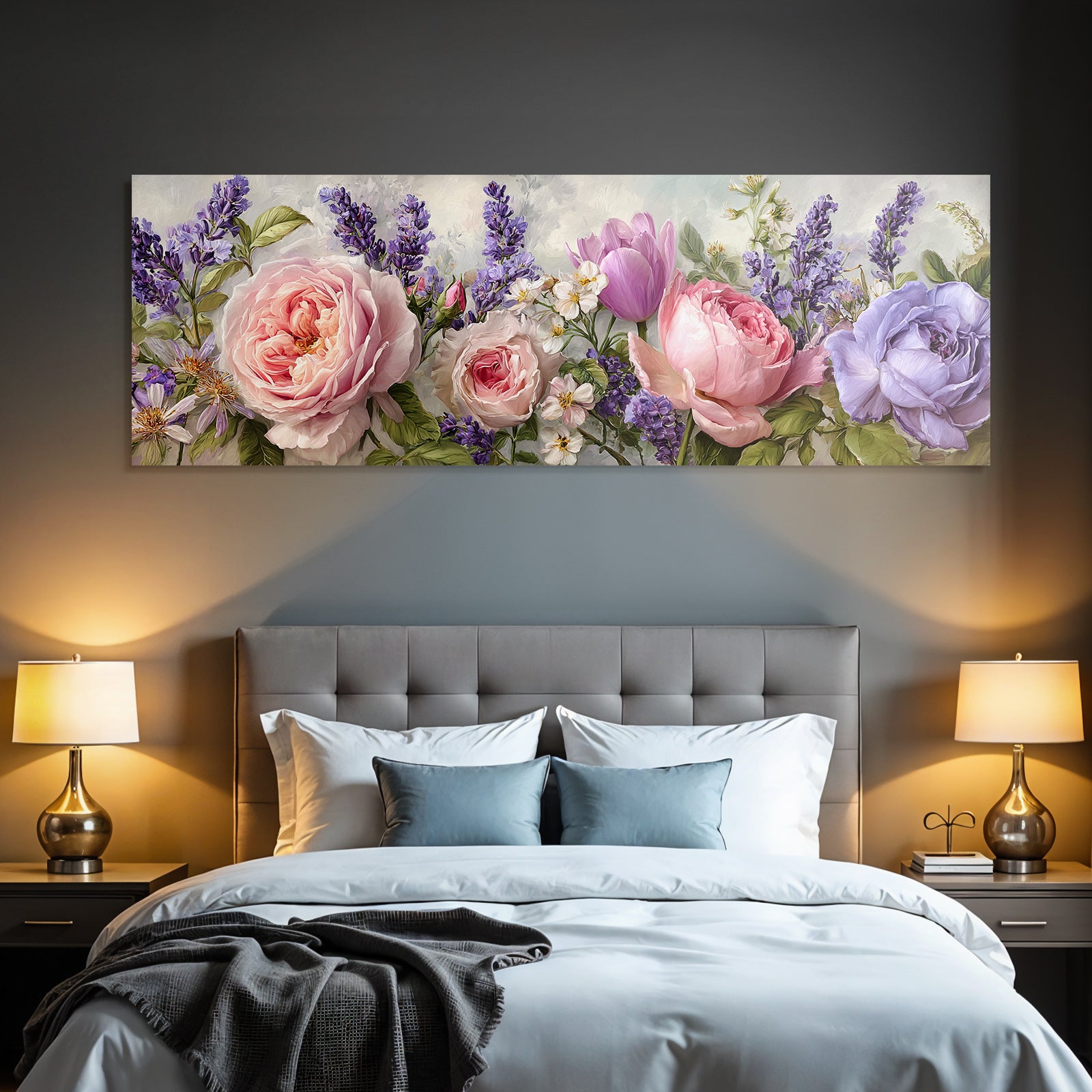 Kunstwerk Mit Pfingstrosen Tulpen Und Anderen Blüten