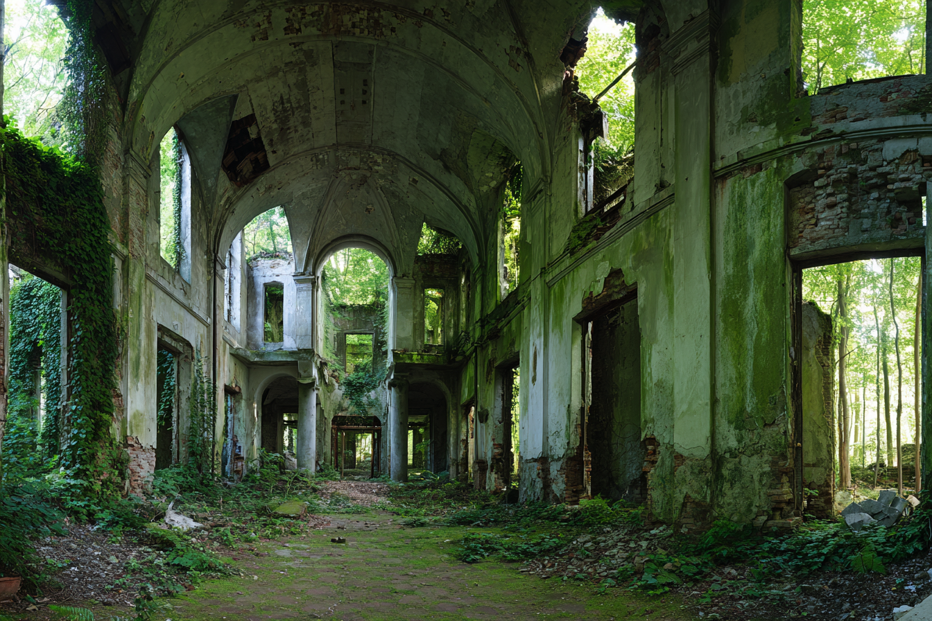 Verlassene Gebaeude Mit Natur Im Innenraum Haunting Atmosphäre | Lost Places | Architektur