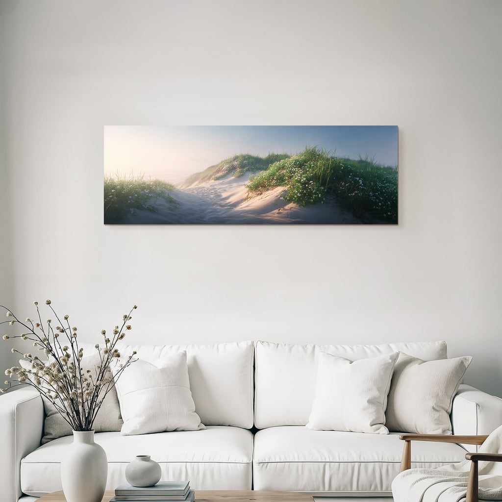 Friedlicher Strand Mit Dünen Grünem Gras Und Wildblumen | Duenen und Heide | Landschaften