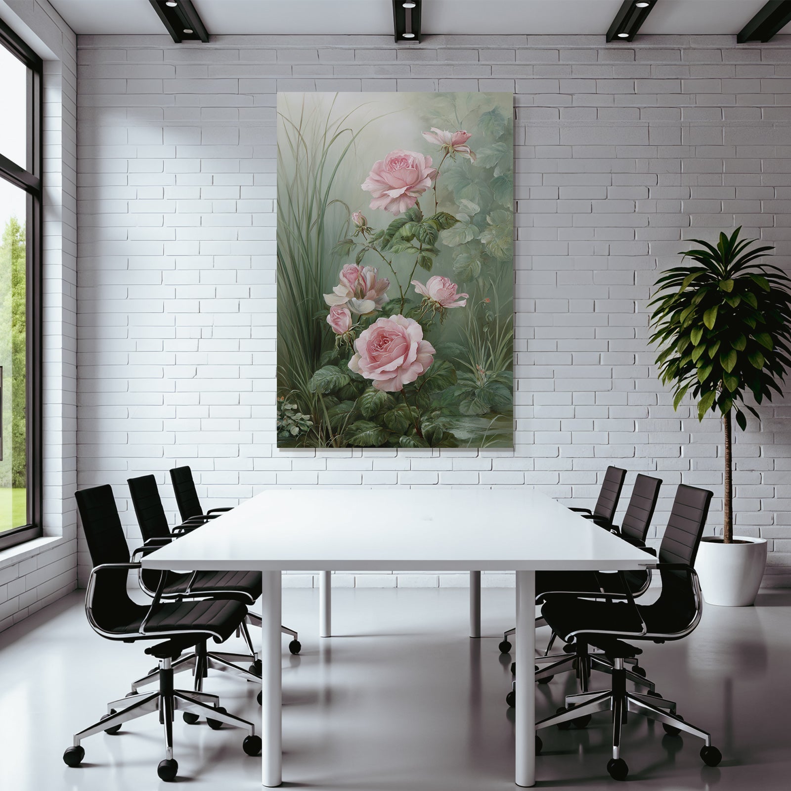 Zarte Rosen Mit Grünem Laub In Eleganter Szene
