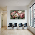 Strauss Mit Rosen Und Grünen Blättern Im Malerischen Stil