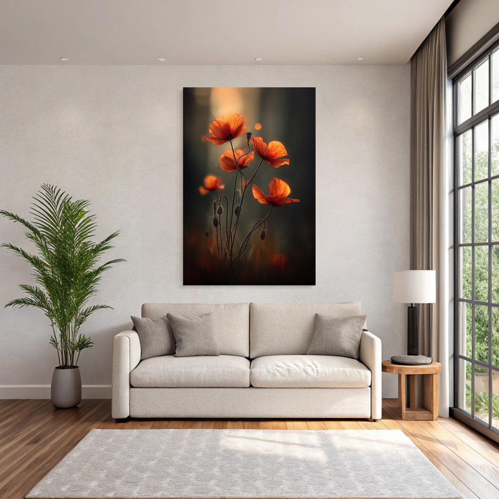 Sanfte Orange Mohn Vor Weichem Hintergrund