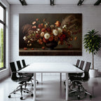 Trocken Retro Flowers Strauss Dunkle Vase Mood Background Stillleben
