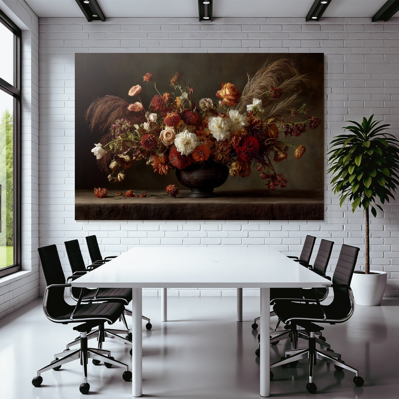 Trocken Retro Flowers Strauss Dunkle Vase Mood Background Stillleben
