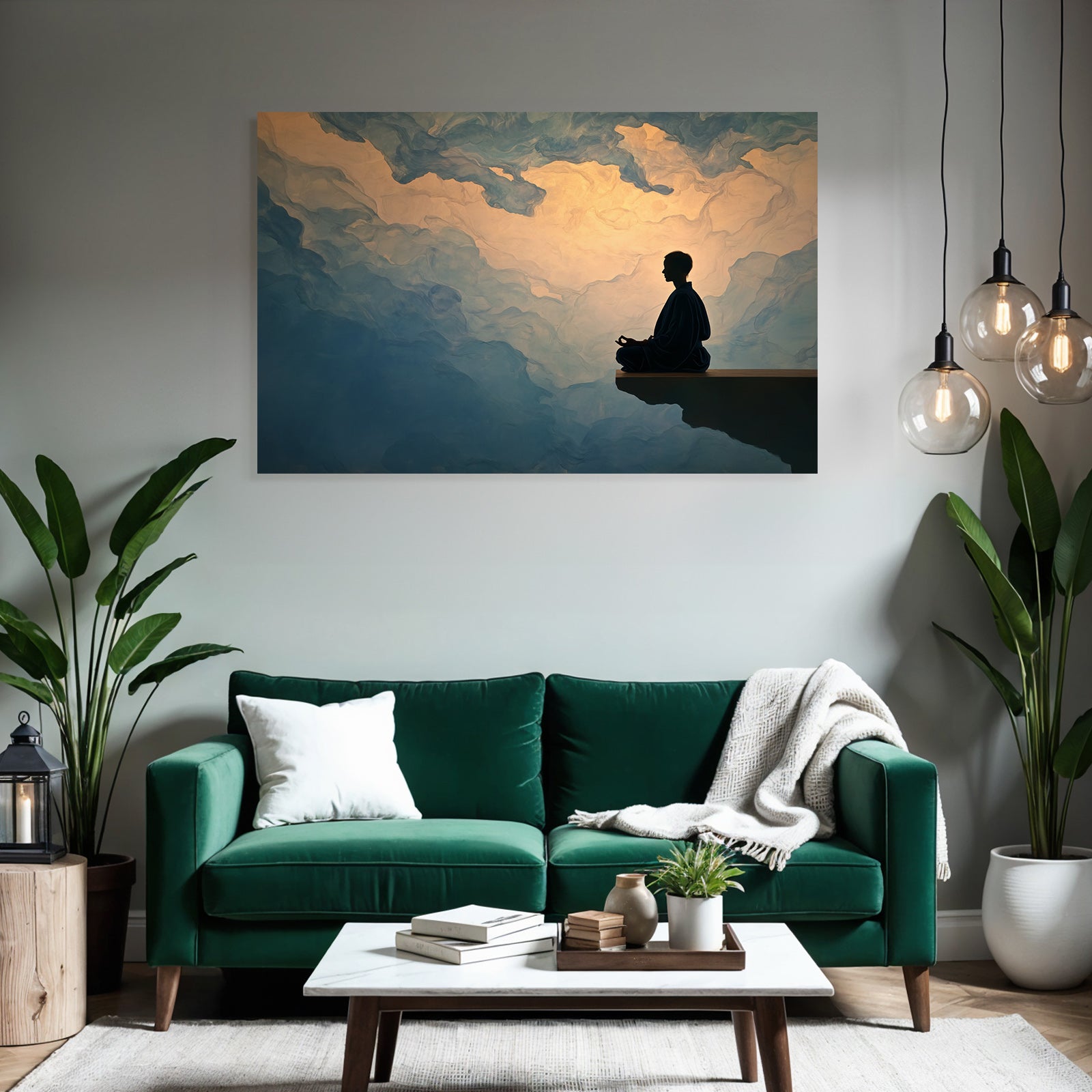 Yoga Meditation Meditierende Person Im Blaün Himmel Sanfte Wolken | Yoga und Meditation | Themen und Hobbys