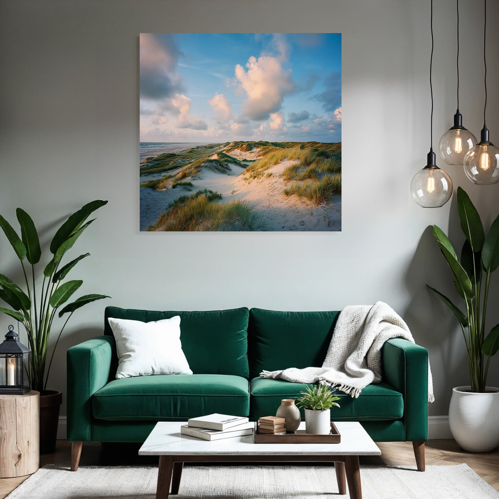 Ruhige Landschaft Sanddünen Mit Gras Und Meer Himmel | Duenen und Heide | Landschaften