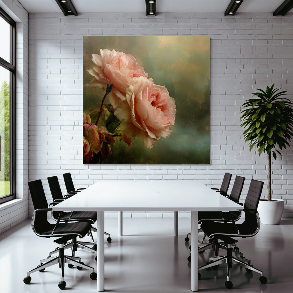 Zwei Rosa Rosen Vor Weichem Hintergrund