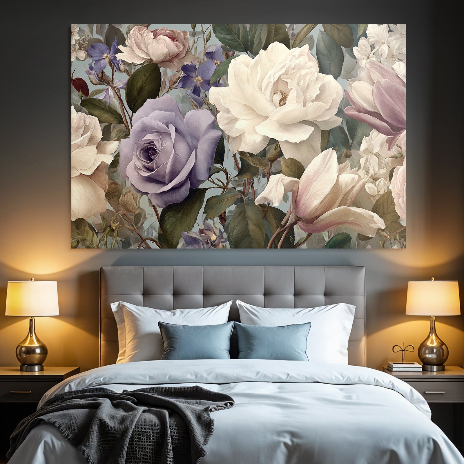 Illustration Mit Rosen Und Blättern In Malerischem Stil