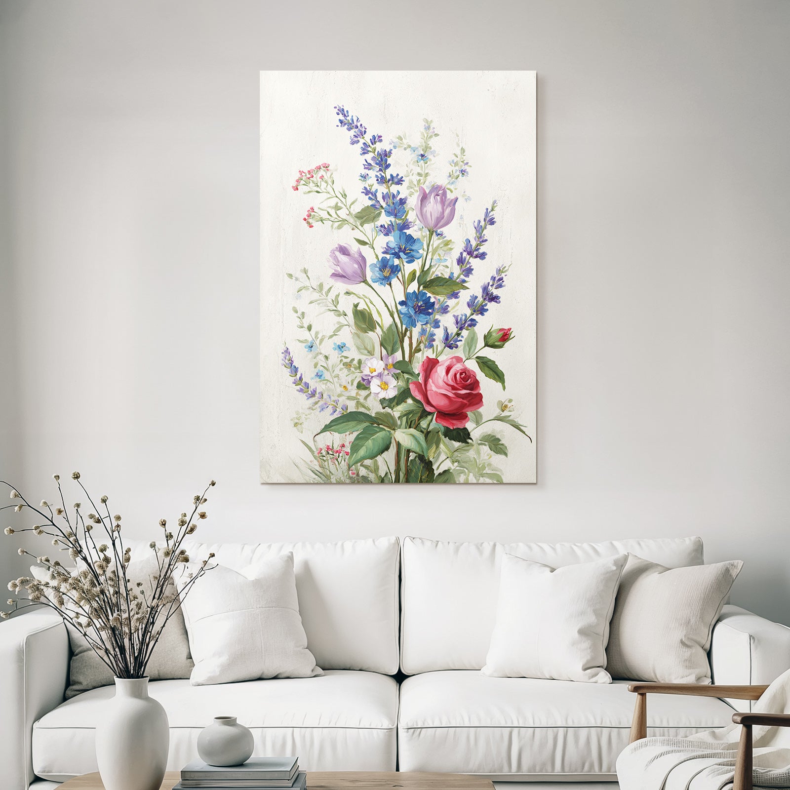 Schönes Arrangement Mit Rosen Und Bunten Blüten