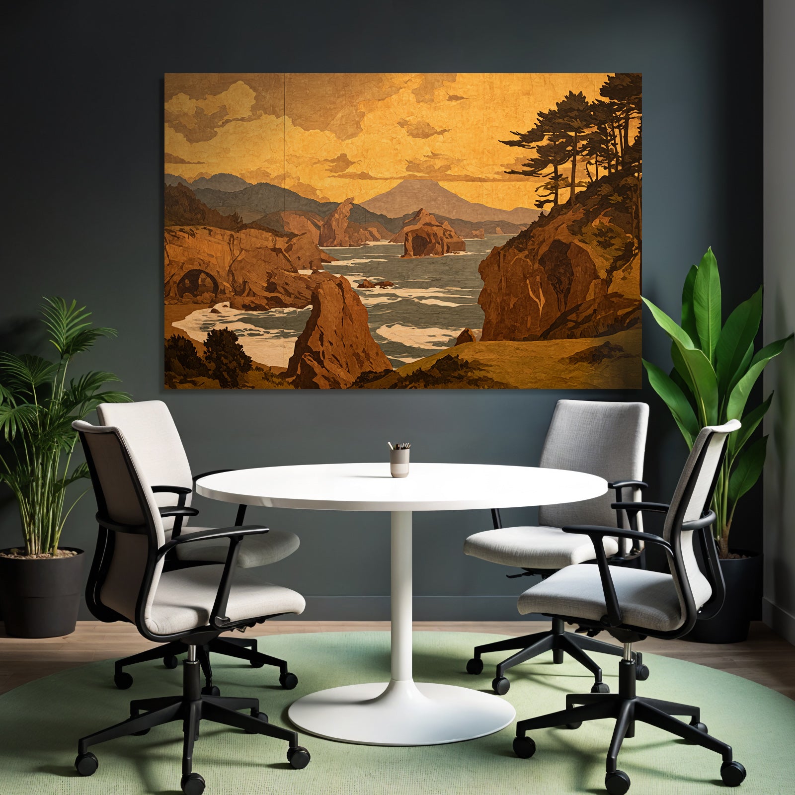 Yoga Meditation Bild Kustlandschaft Bei Sonnenuntergang Mit Bergen Und Felsen | Yoga und Meditation | Themen und Hobbys
