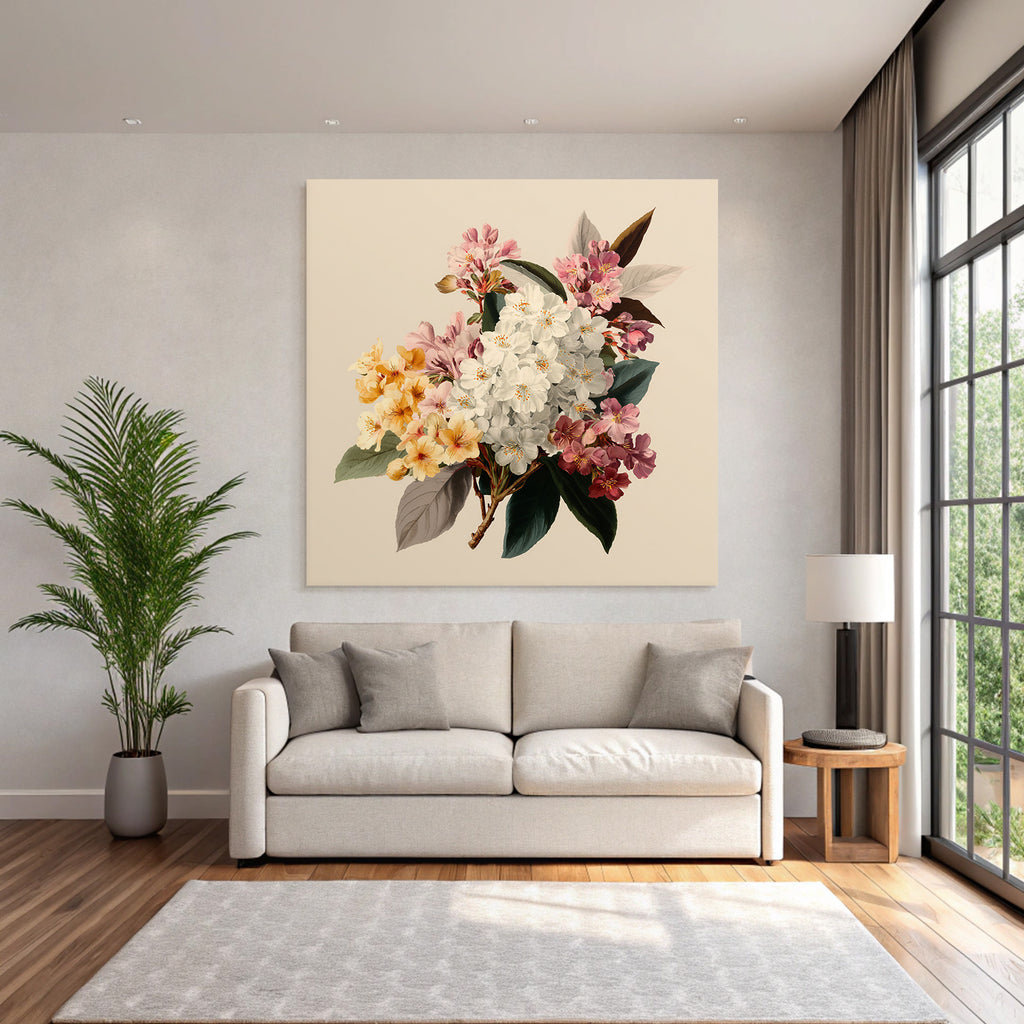 Strauss Mit Bunten Blüten Und Grünen Blättern