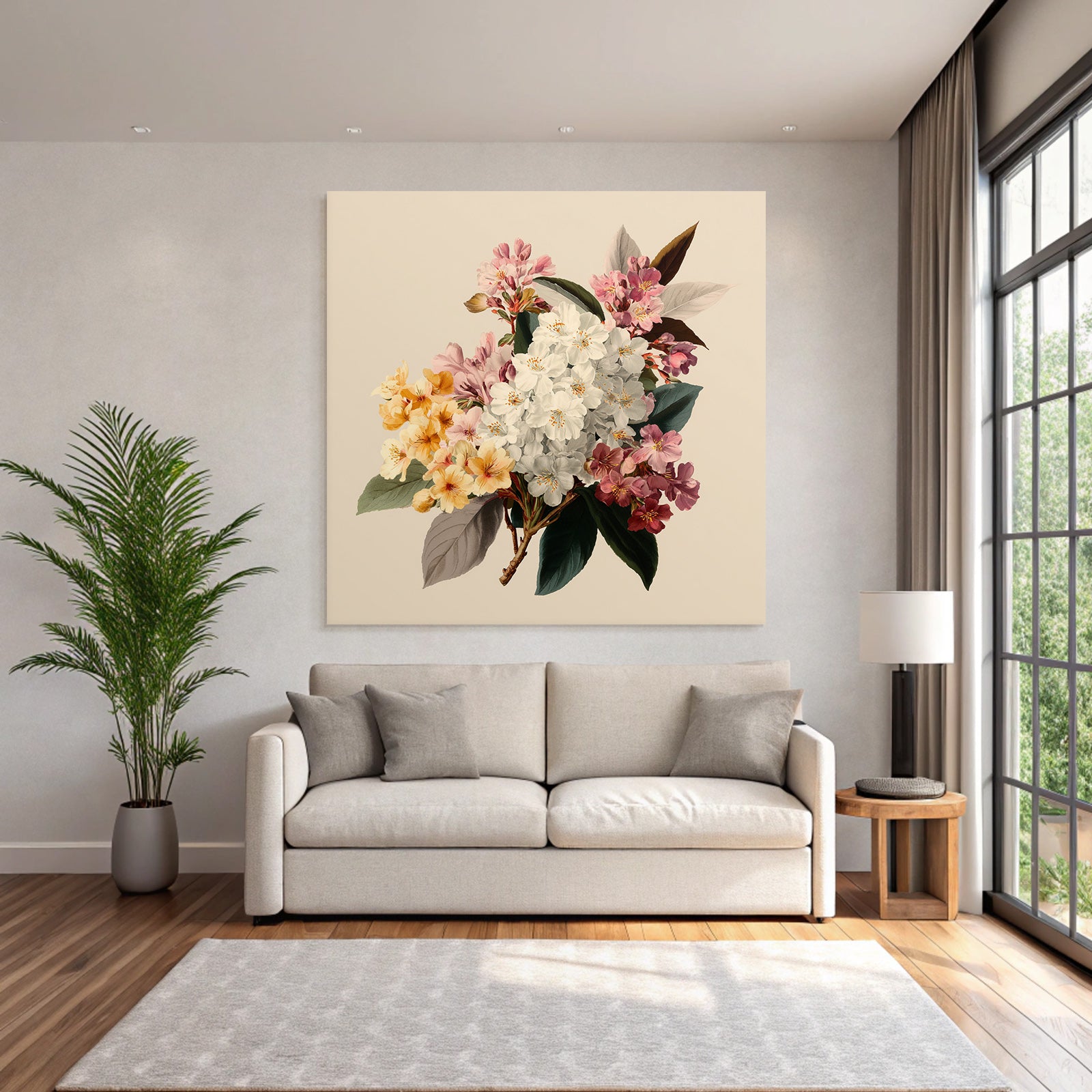 Strauss Mit Bunten Blüten Und Grünen Blättern
