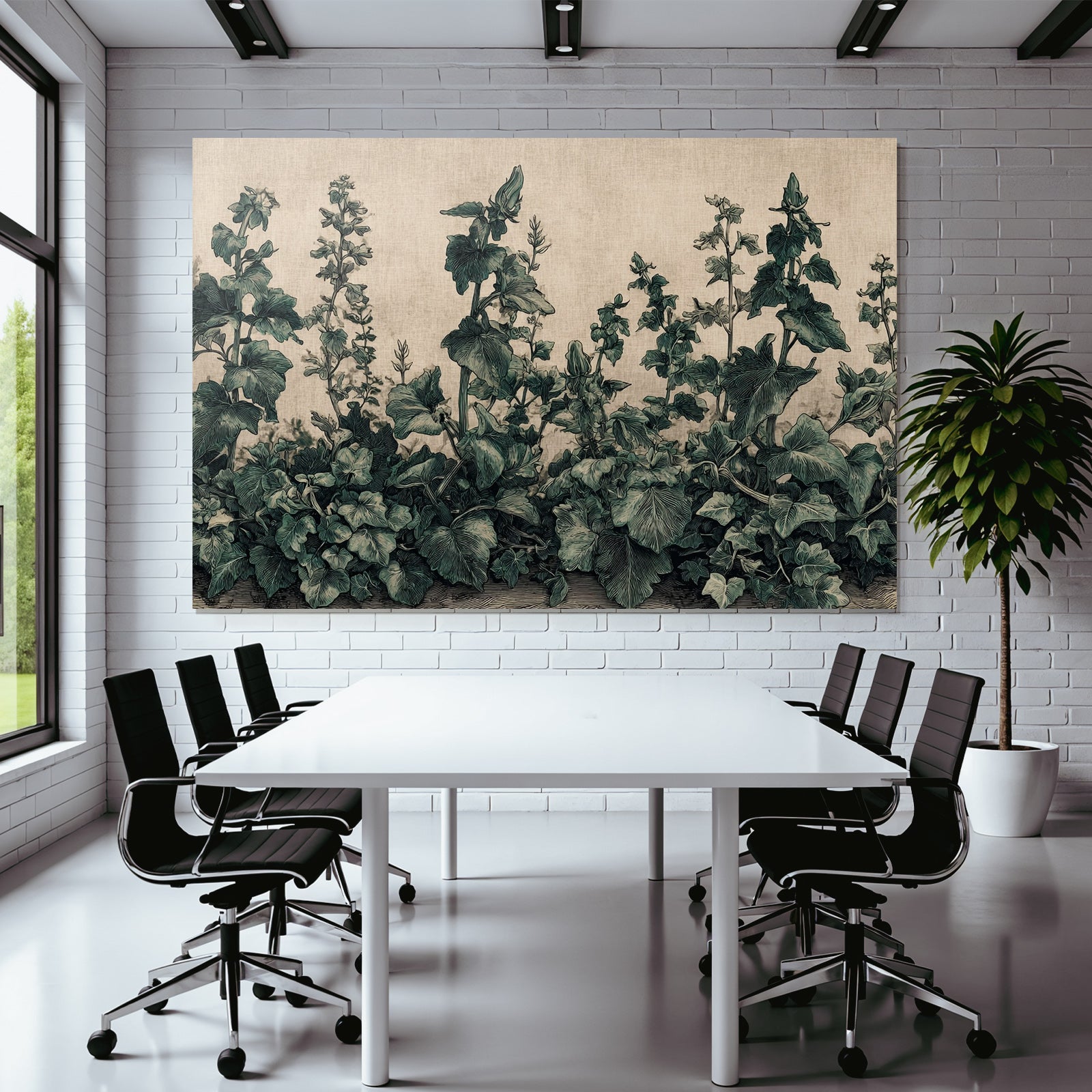 Stilisierte Botanische Pflanzenillustration Mit Texturiertem Hintergrund