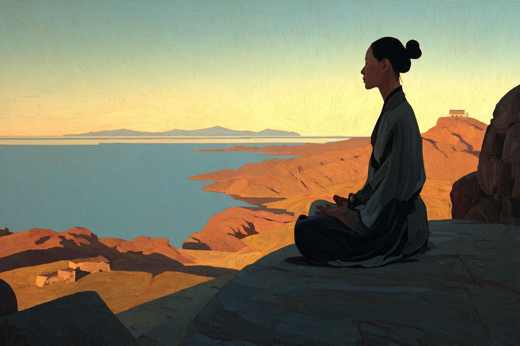 Yoga Meditation Friedliche Landschaft Meditiation Am Wasser Malerei Sonnenaufgang | Yoga und Meditation | Themen und Hobbys