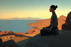Yoga Meditation Friedliche Landschaft Meditiation Am Wasser Malerei Sonnenaufgang | Yoga und Meditation | Themen und Hobbys