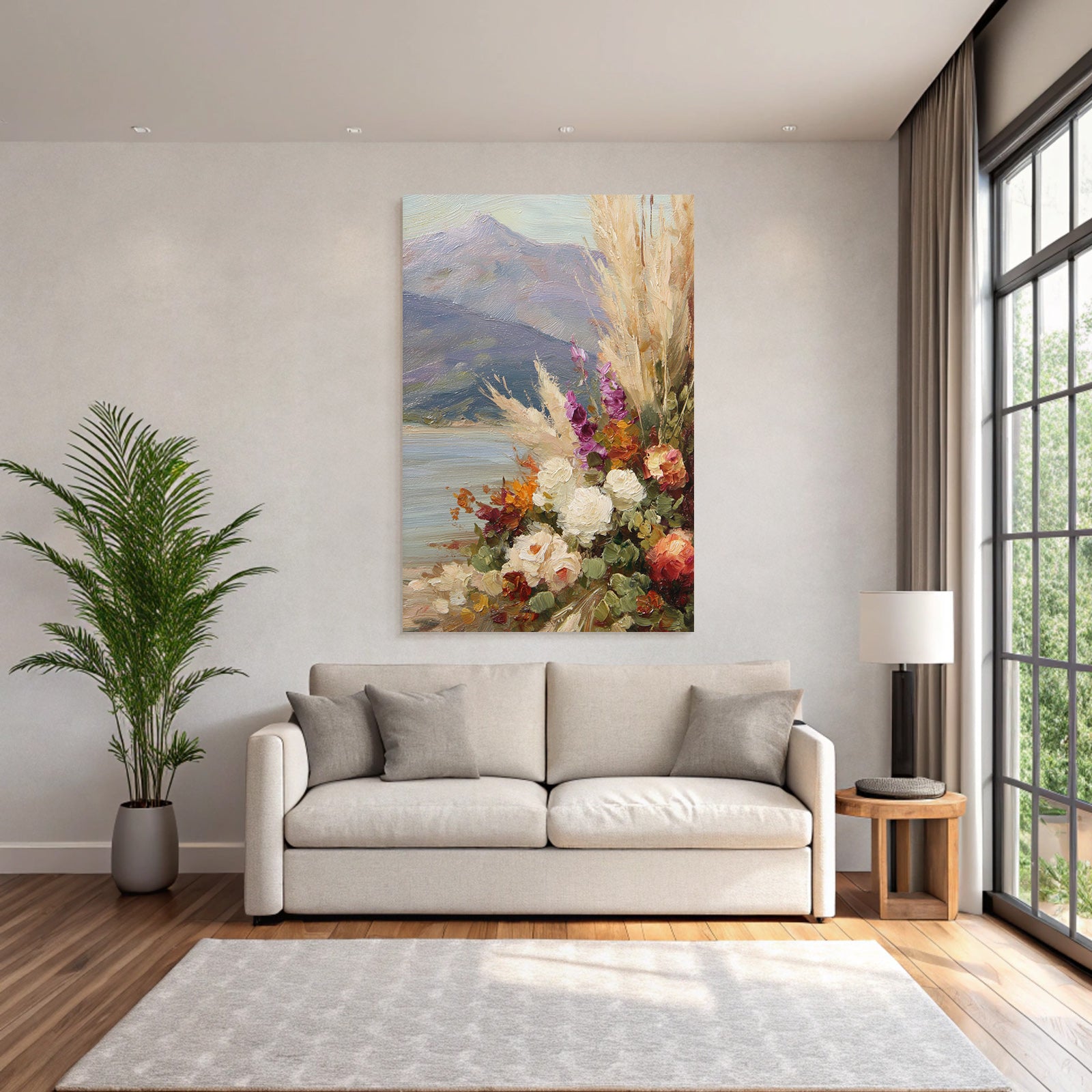 Trocken Retro Flowers Strauss Und Berge Impressionistisch Malerei