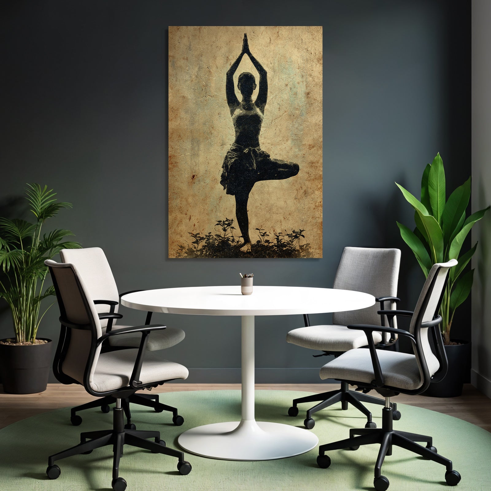 Yoga Meditation Yoga Pose Silhoütte Mit Pflanzen Und Altem Hintergrund | Yoga und Meditation | Themen und Hobbys
