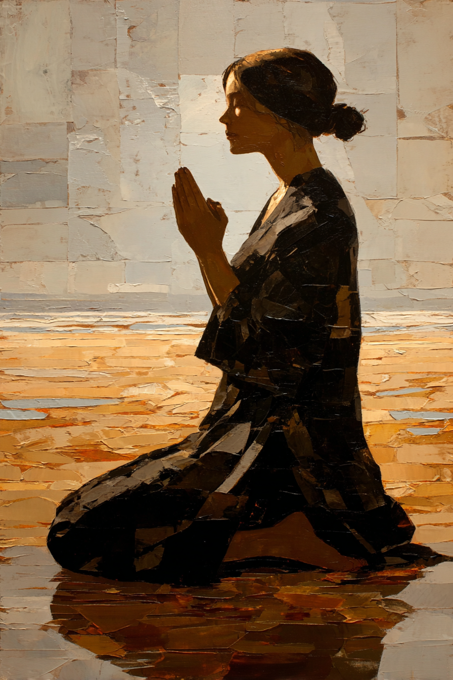 Yoga Meditation Kontemplative Figuren Im Gebet Mit Eröffnendem Hintergrund | Yoga und Meditation | Themen und Hobbys