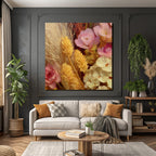 Trocken Retro Flowers Bunte Arrangement Naheaufnahme Rosa Weiss Gelb Kunstvoll Dekorativ