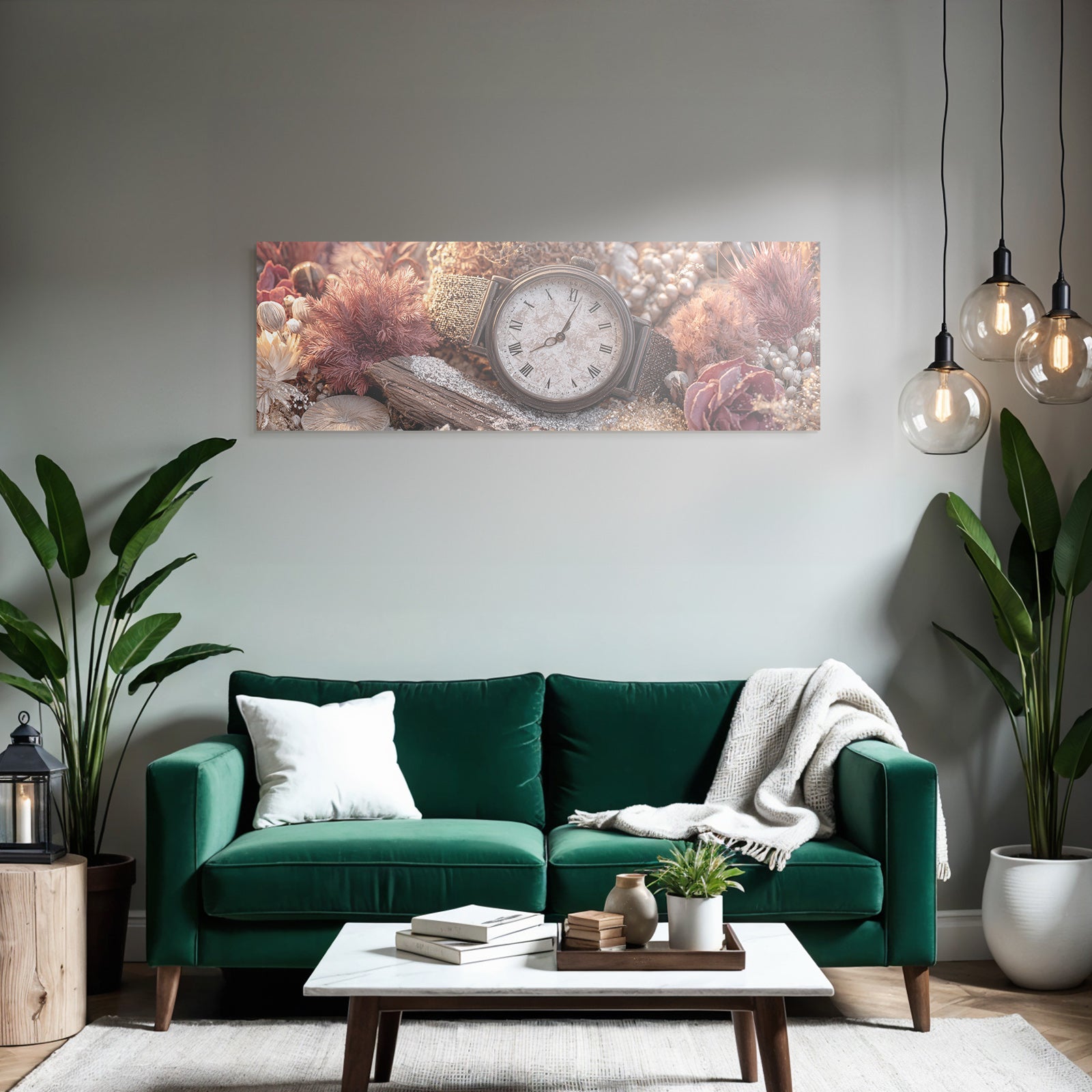 Trocken Retro Flowers Vintage Uhr Mit Trockenen Und Pflanzen