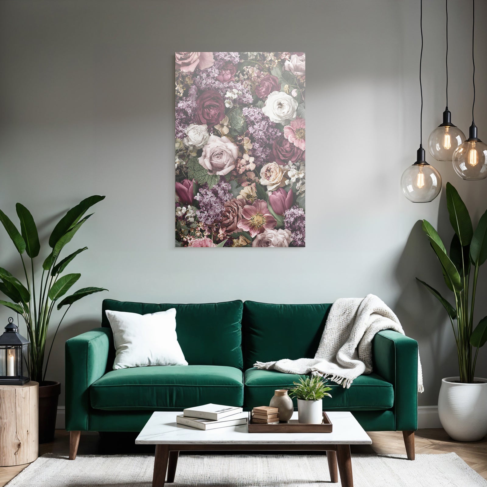 Florale Anordnung Mit Rosen Tulpen Und Flieder Rosa Lila Und Weiss
