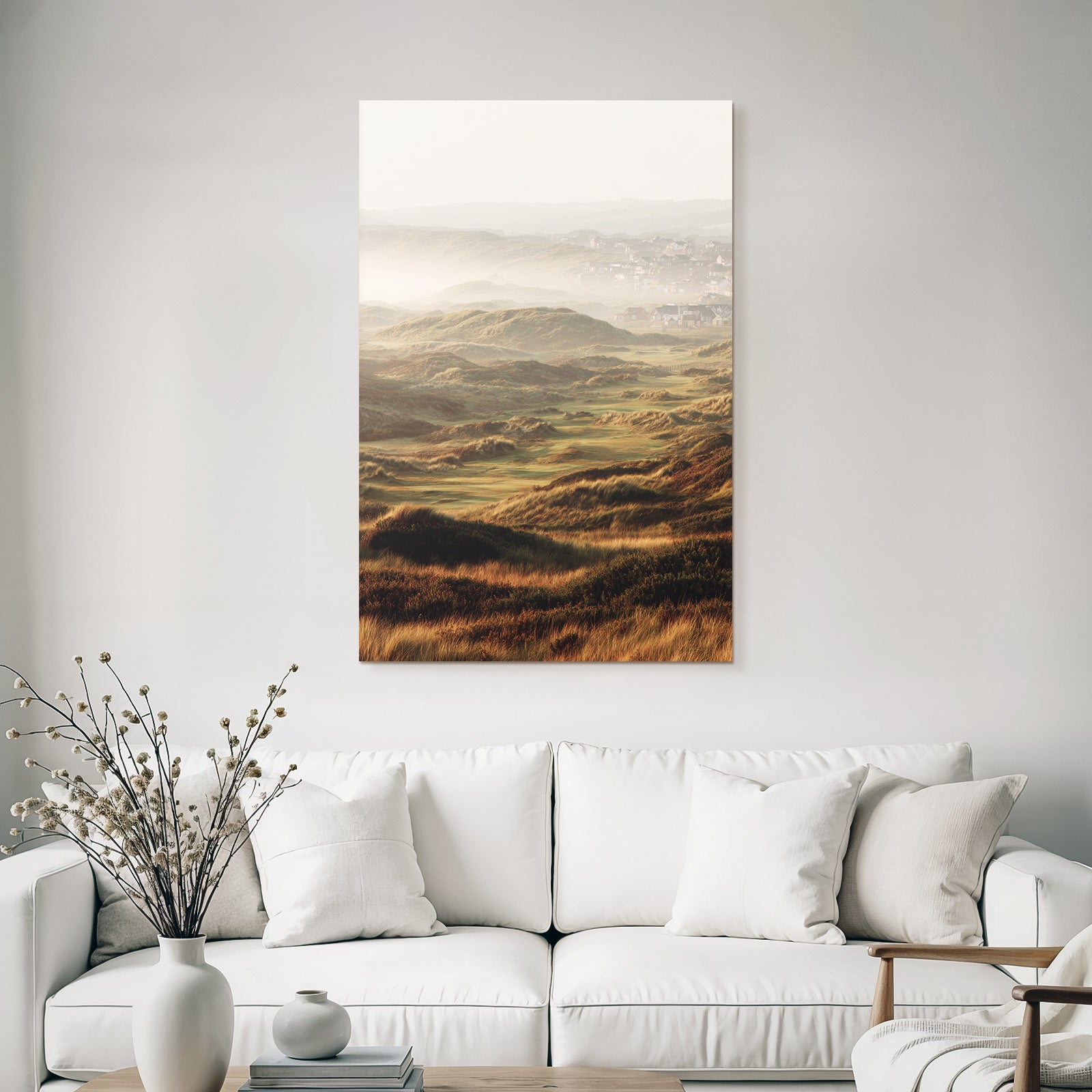 Scenic Landscape Rolling Hills Misty Coastal Area Dawn Dusk | Duenen und Heide | Landschaften
