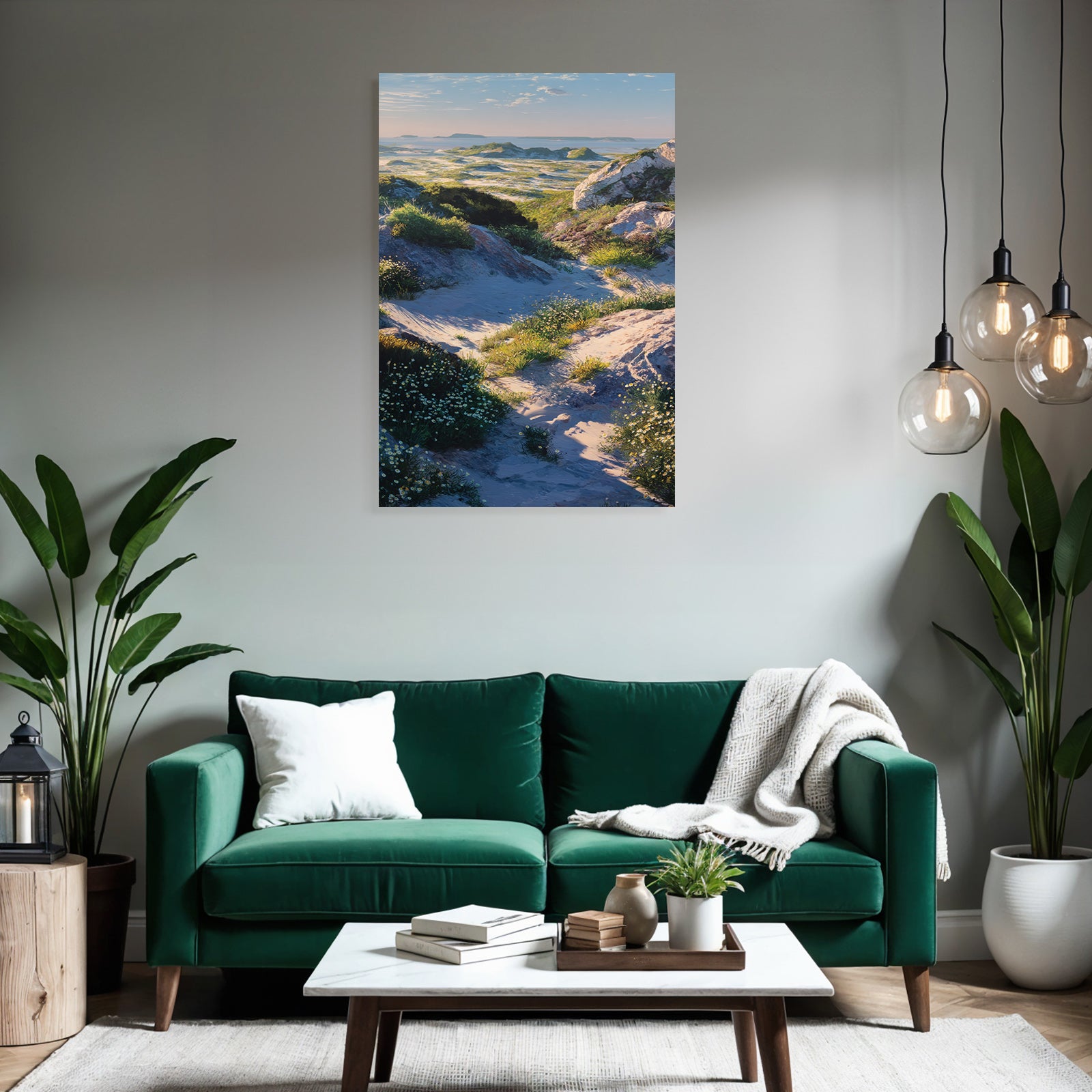 Rockige Landschaft Mit Grünem Hügel And Meerblick | Duenen und Heide | Landschaften