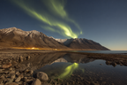 Polarlicht Nordlichter Reflektion Berge Und Wasser Schneebedeckt Ruhe | Fjorde und Gletscher | Landschaften