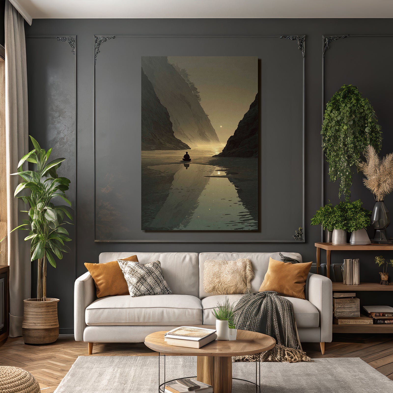 Yoga Meditation Ruhige Landschaft Meditierende Person Am Wasser Sonnenuntergang | Yoga und Meditation | Themen und Hobbys