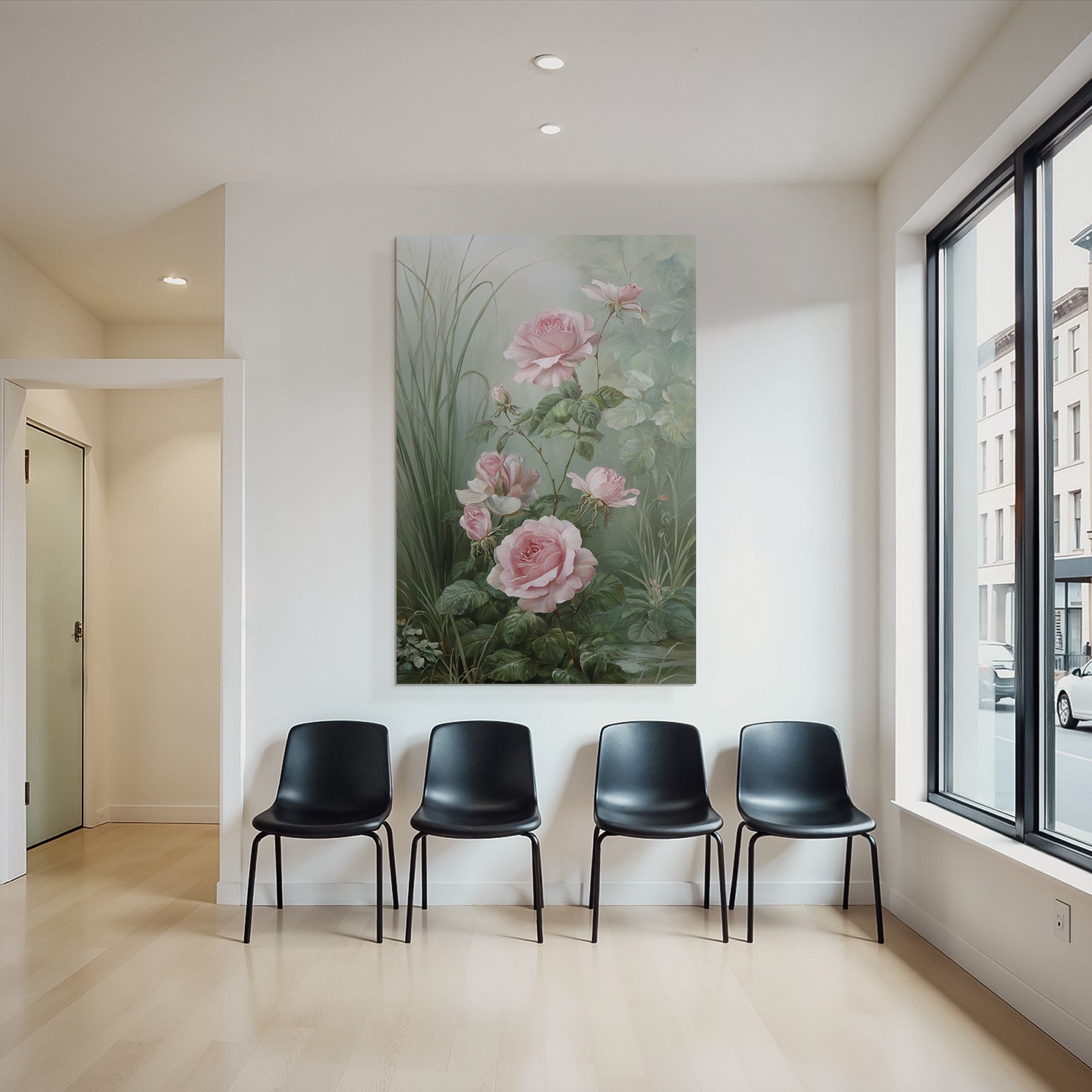 Zarte Rosen Mit Grünem Laub In Eleganter Szene